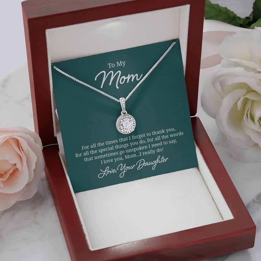 Elegant Jewelry Gift for Mom - Heart Pendant Necklace from Daughter | Perfect for Mother's Day, Birthday & Anniversary Gifts