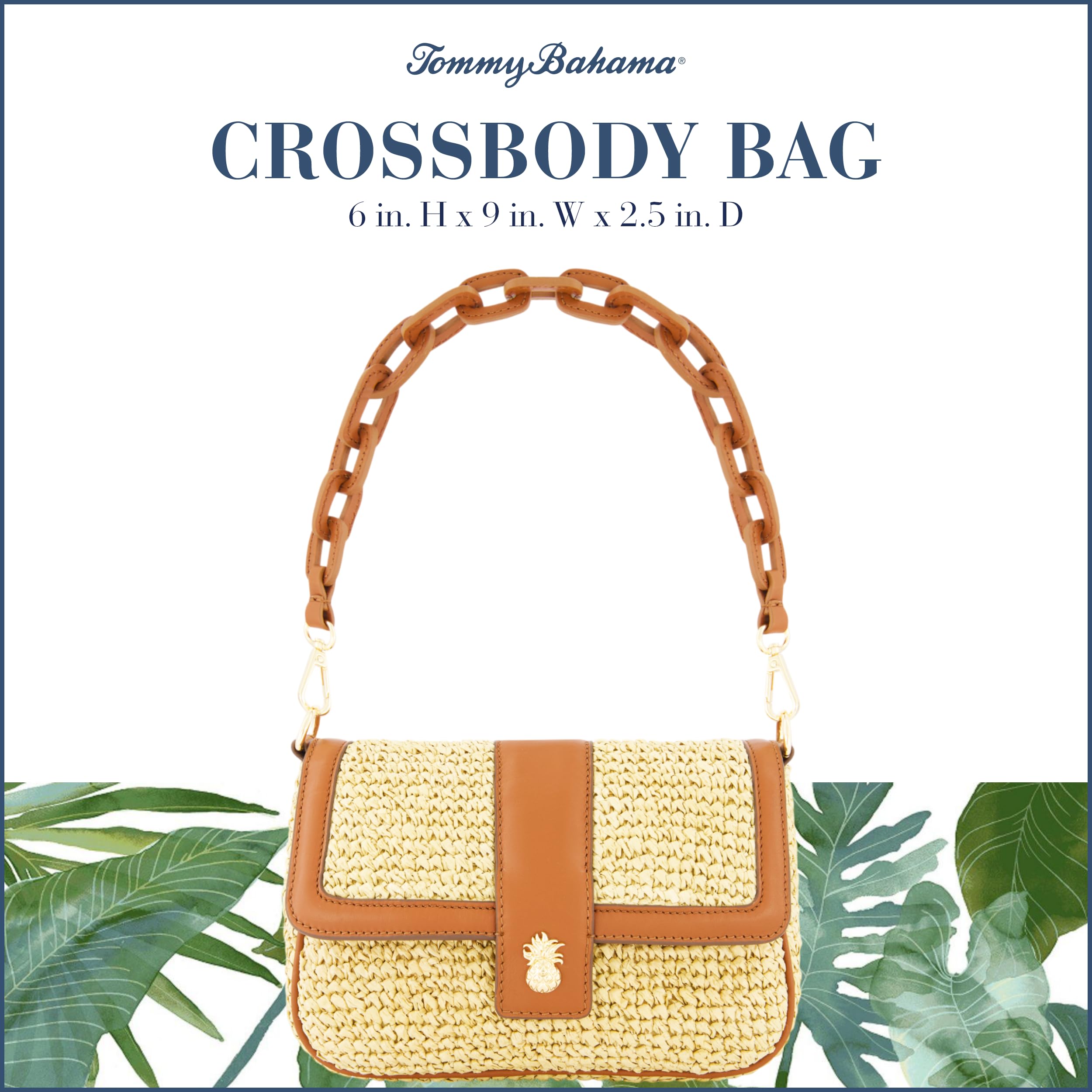 Tommy Bahama Women's Crossbody Bag - Small Flap Shoulder Handbag with Adjustable Strap & Leather Trim - Perfect for Travel, Shopping & Everyday Use