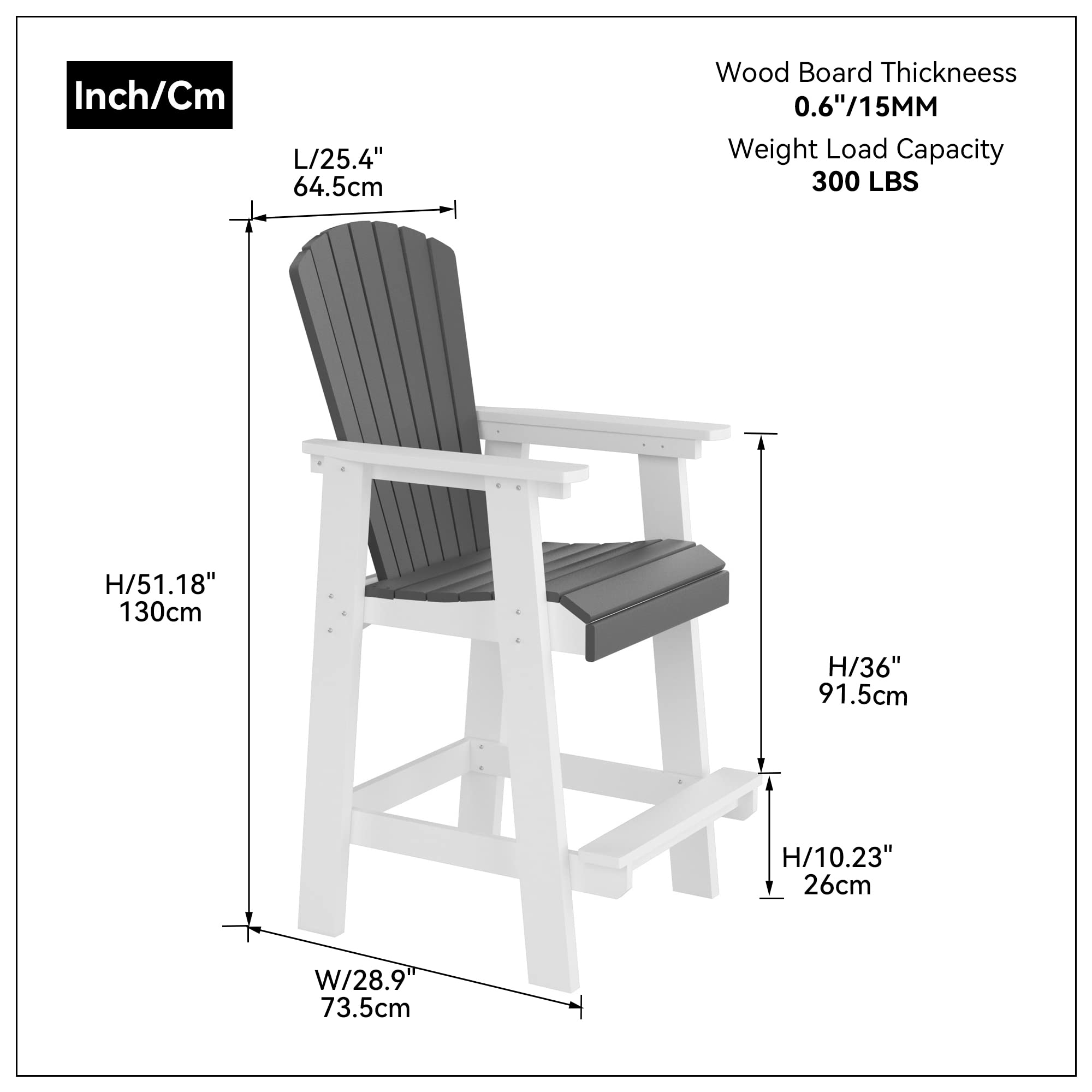 WILLIAMSPACE 2-Piece Patio Bar Stool Set - All-Weather Counter Height Bar Chairs with Back Support for Outdoor & Indoor Use - Perfect for Poolside, Garden, Kitchen, Bar, Deck and Patio Furniture