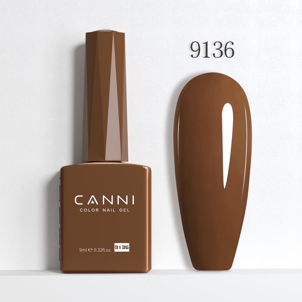 CANNI Brown Fall Gel Nail Polish - 1Pcs Chocolate Brown Soak Off UV Gel Polish for Fall Winter, High Gloss Long Lasting Manicure - Perfect for Salon, DIY French Nails & Holiday Parties