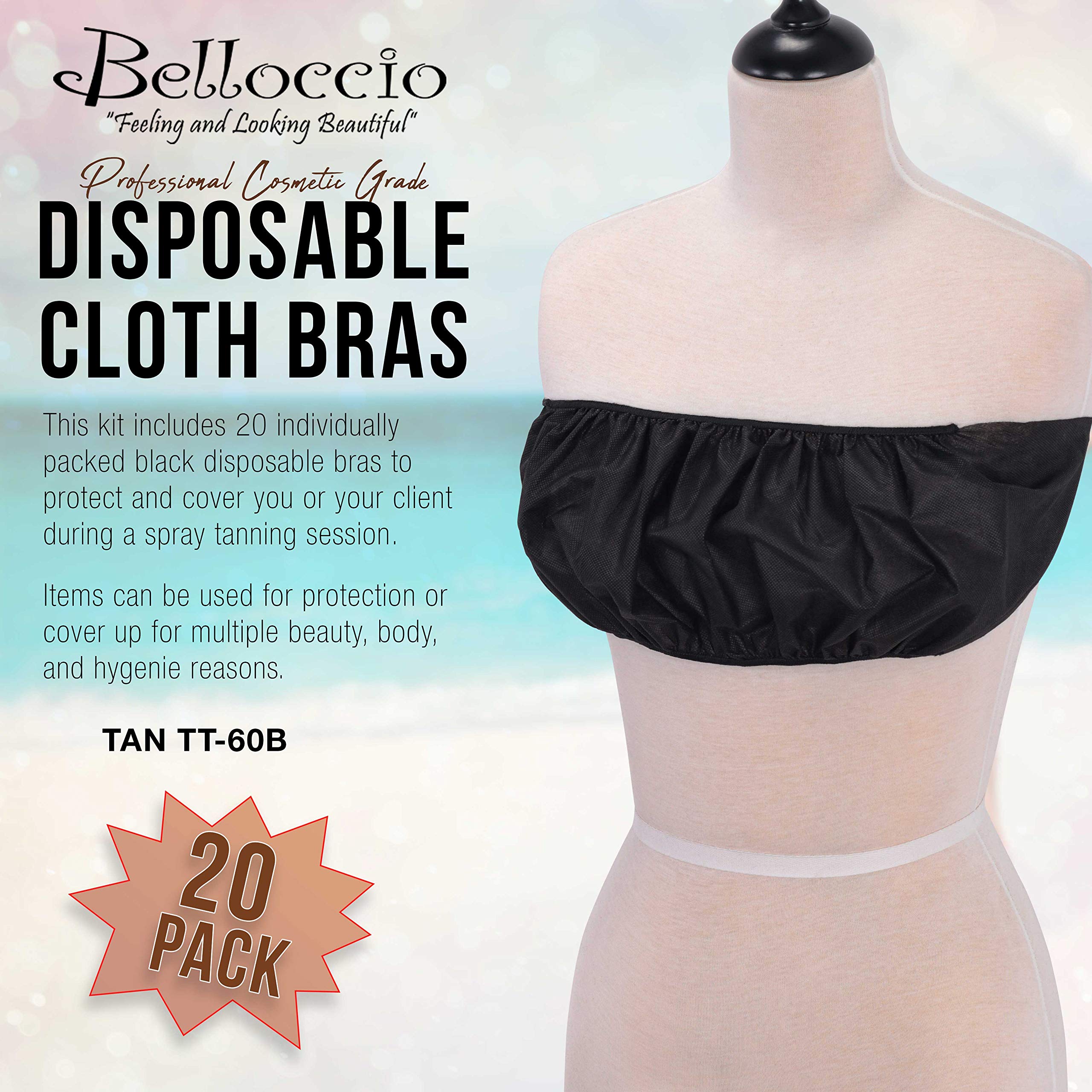 Belloccio 20-Pack Disposable Bras for Women - Black | Comfortable & Breathable | Perfect for Travel, Gym, and Post-Surgery Use