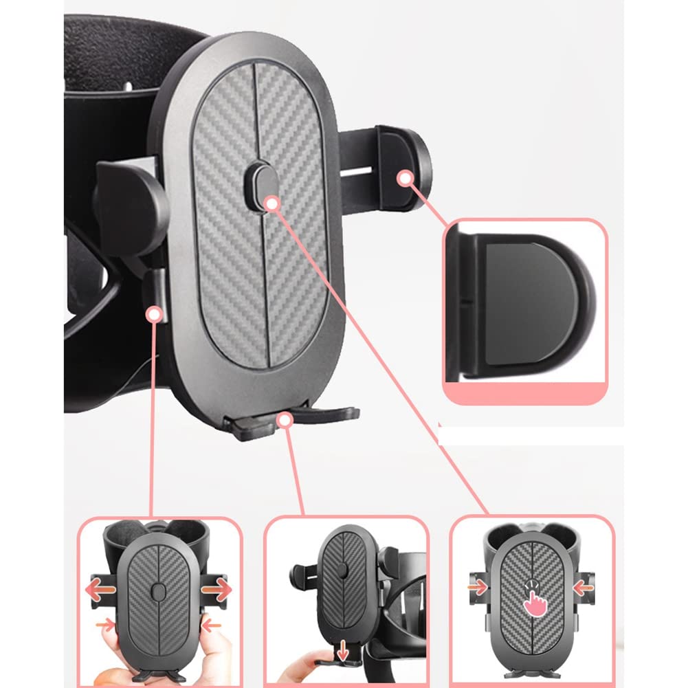 2 in 1 Universal Stroller Cup Holder & Bike Bottle Holder with Adjustable Phone Pocket (Fits 4-7.2 Inch Phones) - Perfect for Baby Strollers, Walkers, Wheelchairs & Bicycles | Durable & Convenient for Outdoor Activities, Shopping & Daily Use