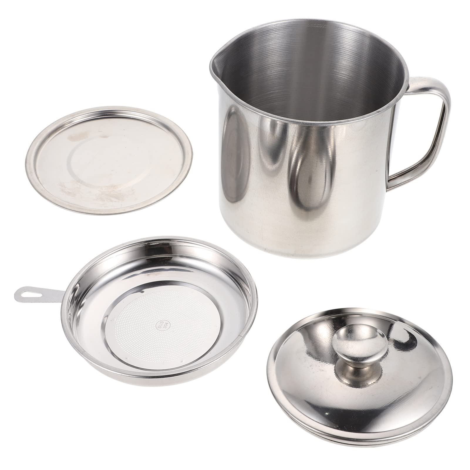 **Stainless Steel Grease Pot with Strainer - Kitchen Oil Keeper & Grease Container for Cooking, Frying & Baking - Easy Pour Oil Holder with Filter for Home & Restaurant Use**