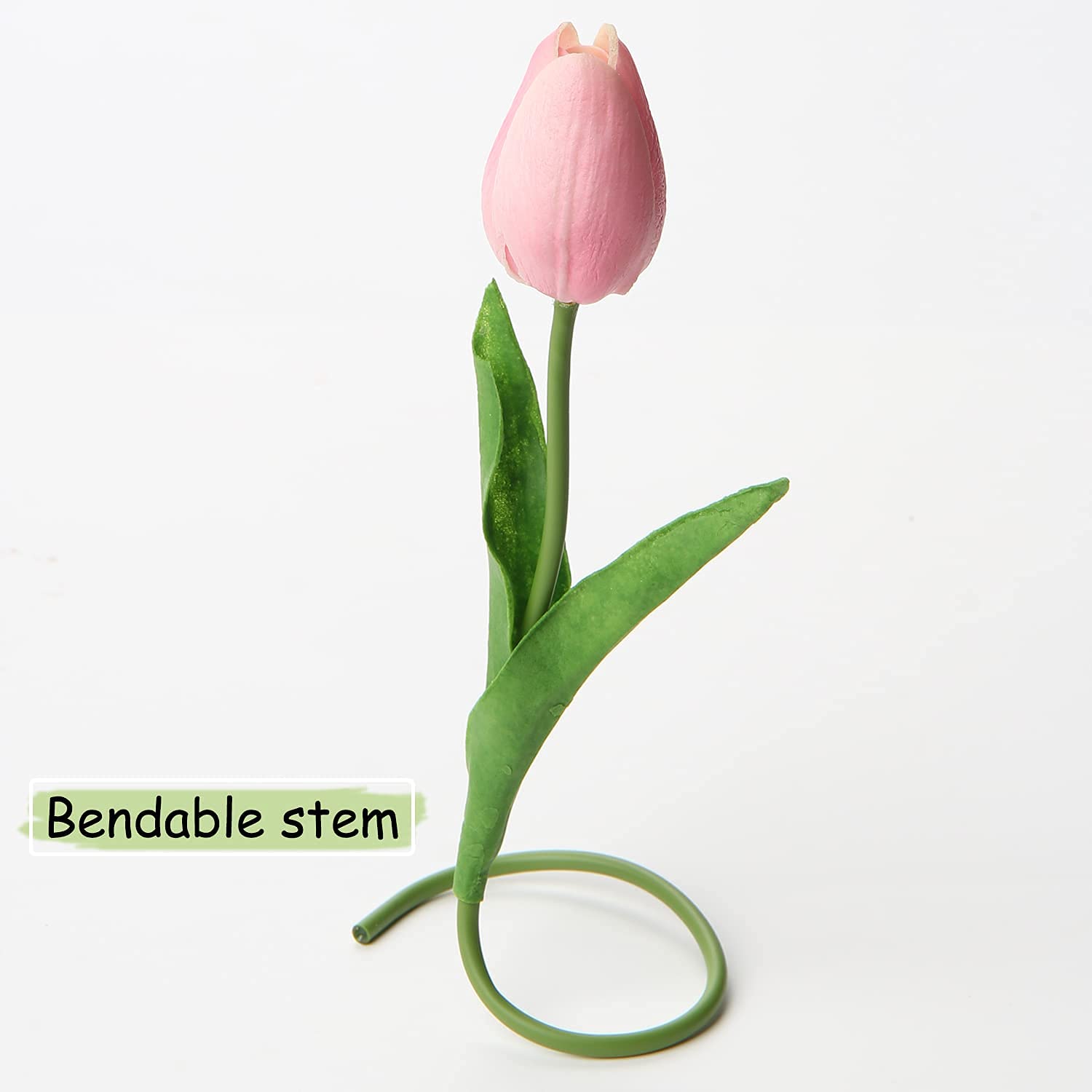 10 Pcs Real Touch Artificial Pink Tulips - 13.5