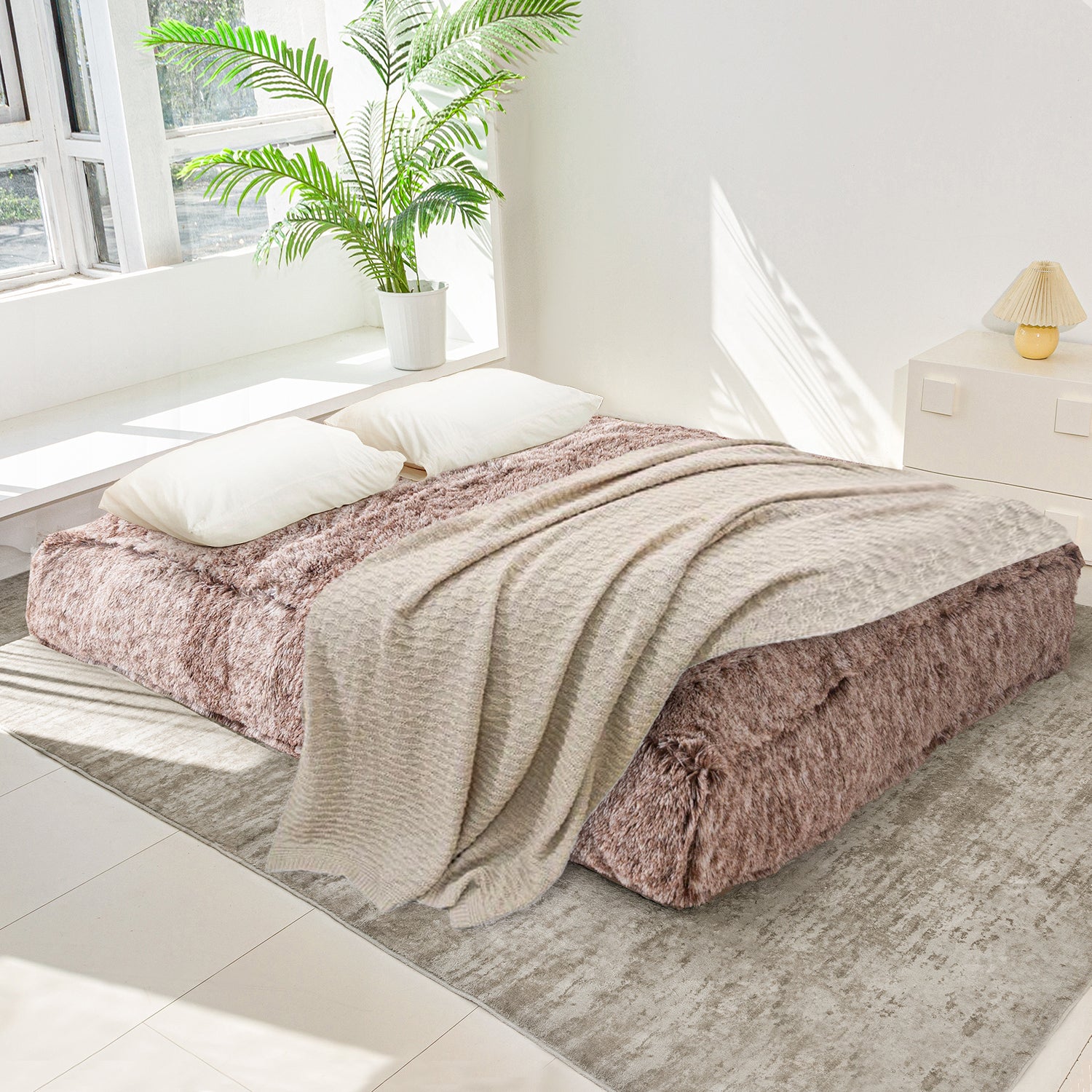 MAXYOYO Giant Bean Bag Bed - Extra Large Faux Fur Convertible Bean Bag Chair to Bed, Soft & Comfy for Adults & Teens - Perfect for Living Room, Bedroom, Dorm or Game Room Lounging