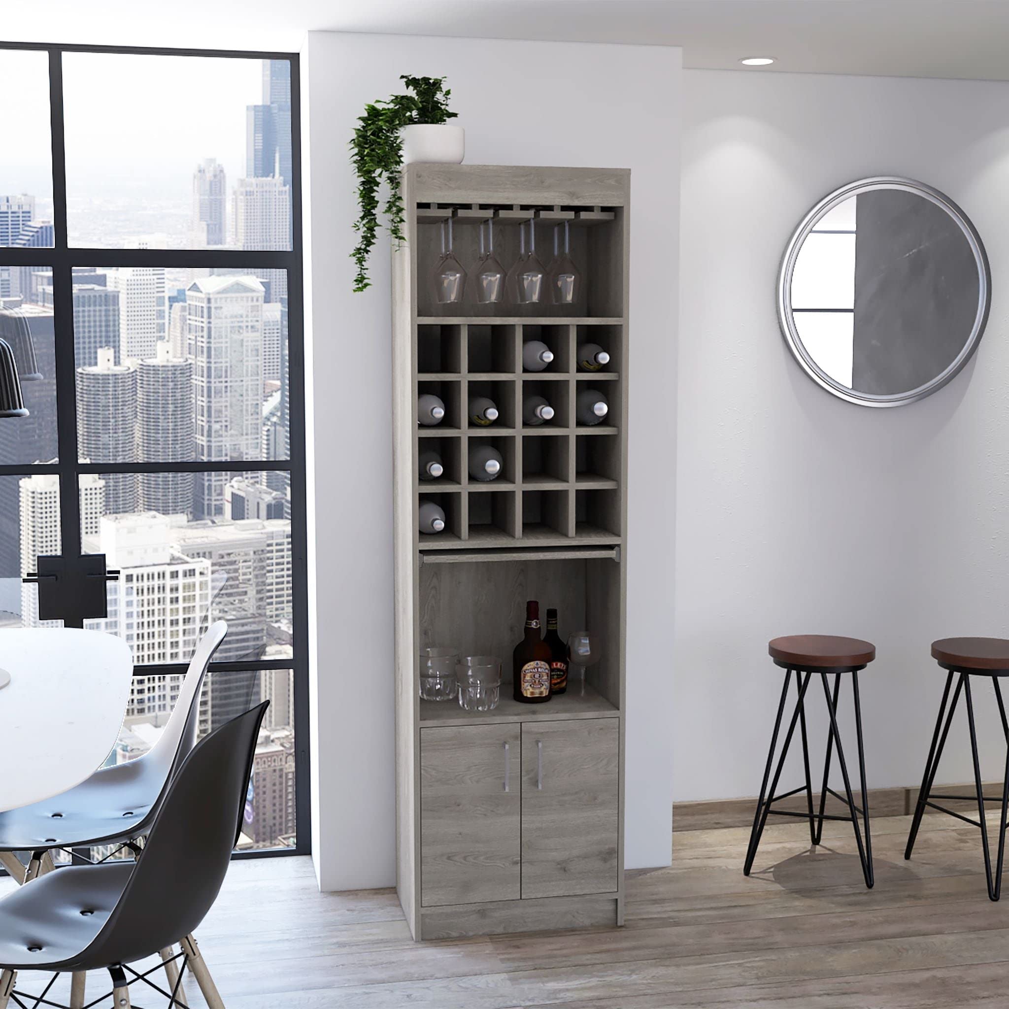Boahaus Wells Bar Stool - Light Grey Modern Kitchen Island Stool for Dining Room, Bar Counter & Home Decor