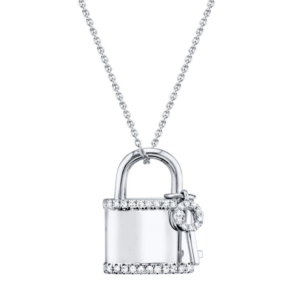 14K Gold 0.21 CTW Diamond Lock and Key Necklace for Women - Elegant Jewelry Gift for Anniversary, Valentine's Day & Special Occasions