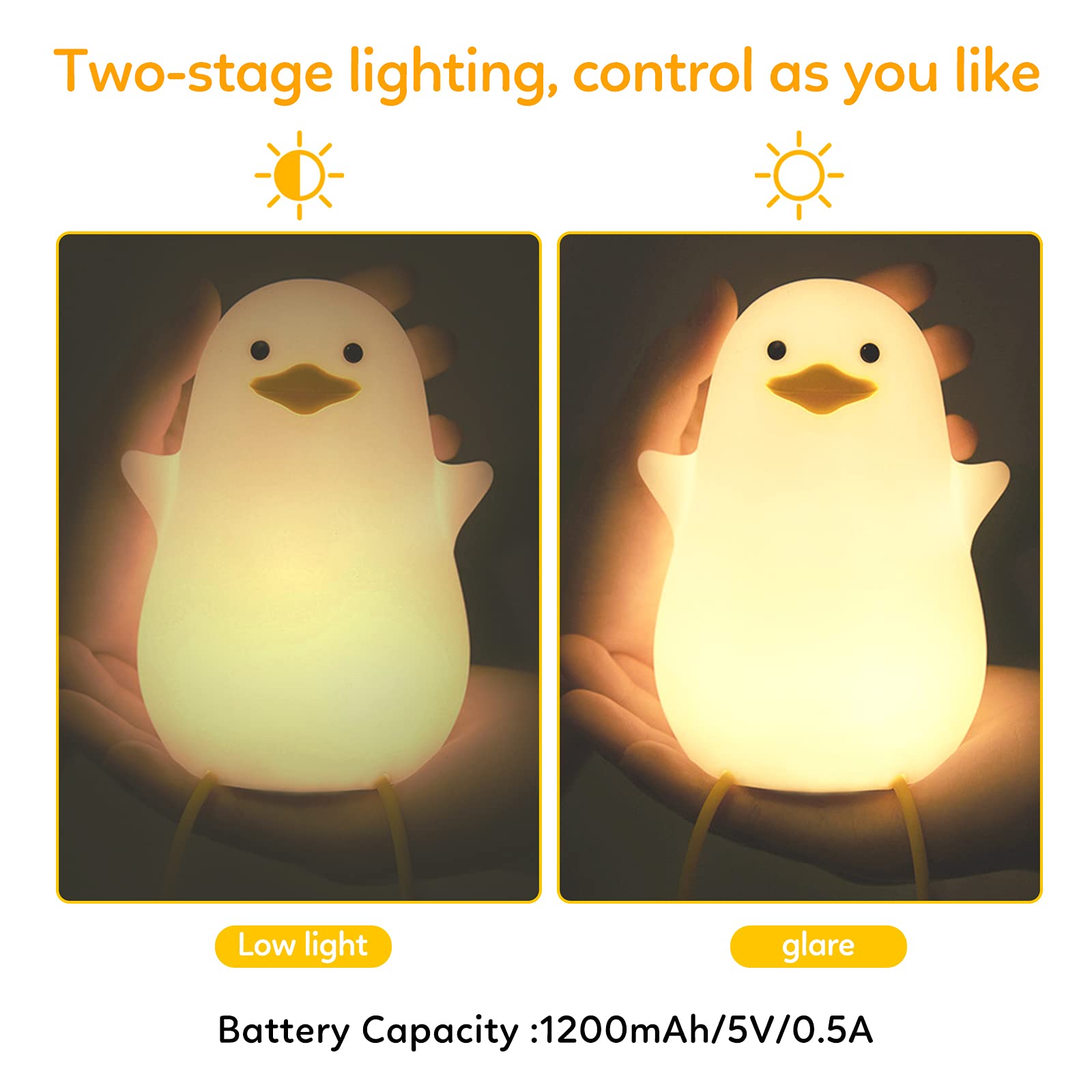 iKALULA Night Light for Kids - Adjustable Brightness & Timer, Rechargeable LED Baby Night Light, Silicone Seagull Design - Perfect Gift for Newborns, Christmas, Nursery, Bedroom, and Travel Use