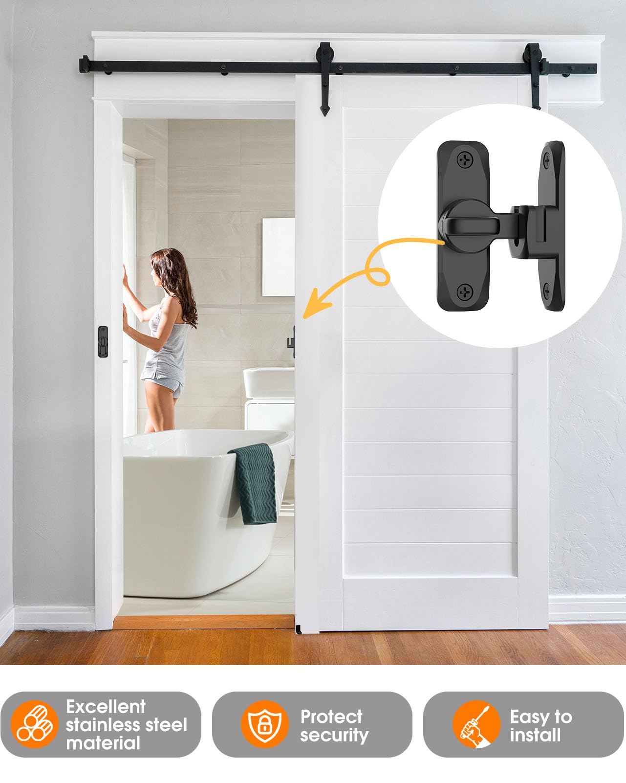 90/180 Degree Barn Door Lock - Small Flip Gate Latch Hardware for Sliding Doors - Secure Cabinet, Bathroom & Garden Doors (Black, 1Pc) - Perfect for Home, Office & Outdoor Use