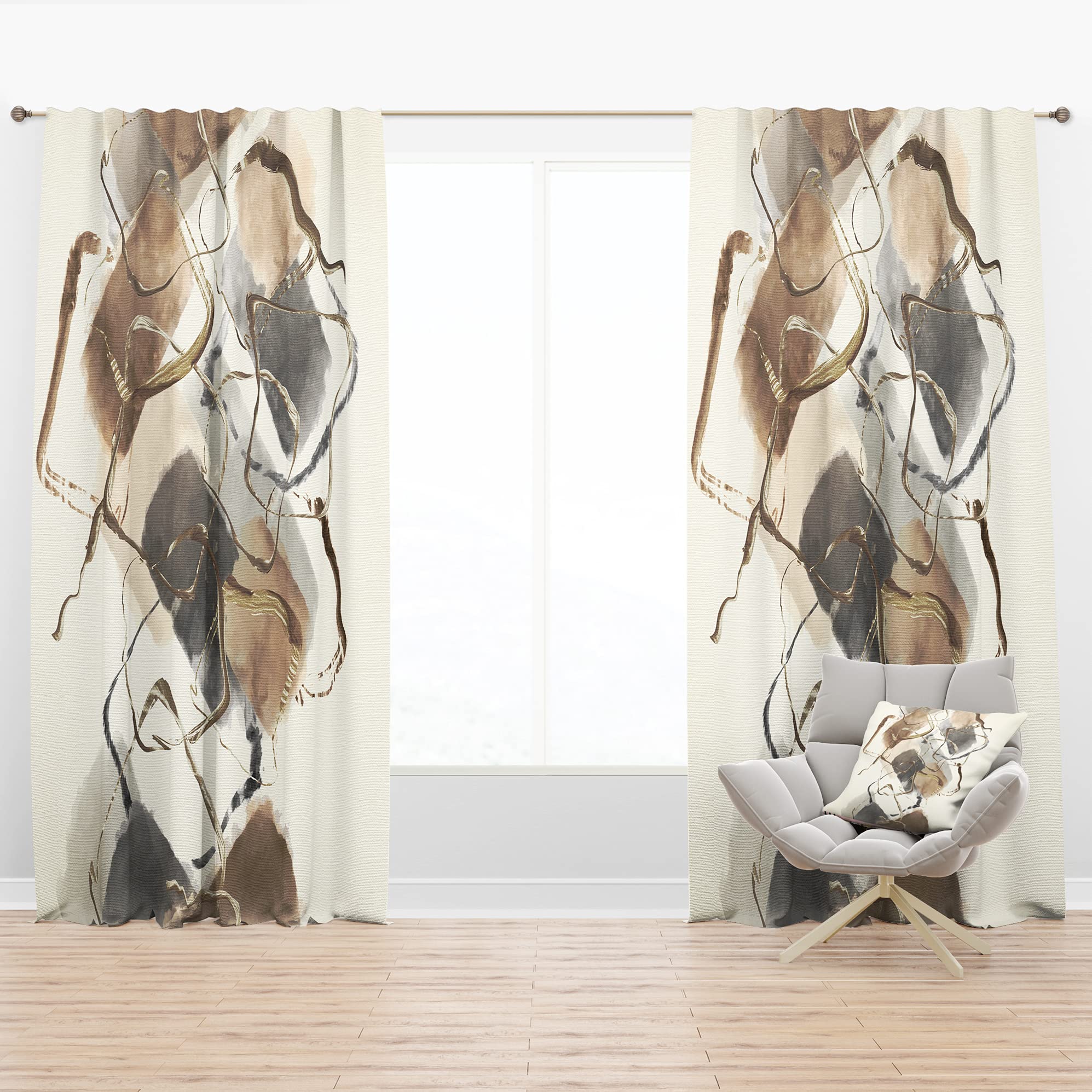 DesignQ Blackout Curtains 'Gold Glam Squares III' - Thermal Insulated Single Panel (52x108 Inches) for Bedroom & Living Room - Noise Reducing & Energy Saving Window Drapes - Perfect for Home Theater, Nursery, and Shift Workers