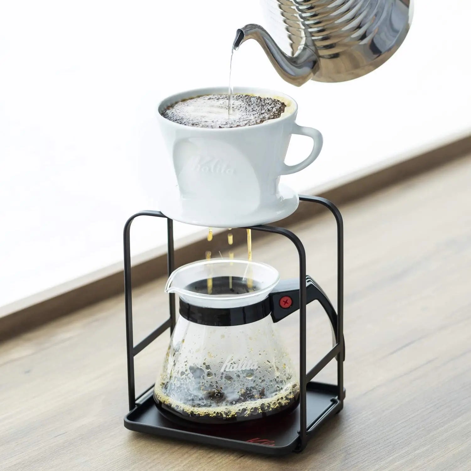 Kalita Heat Resistant Glass Coffee Server - 12oz/350ml Drip Coffee Carafe with Handle - Perfect for Pour Over, French Press & Iced Coffee Brewing at Home or Office