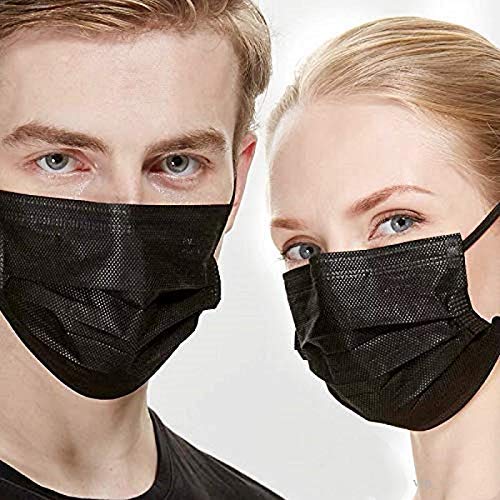 2000 Pack Black Disposable Face Masks - 3 Ply Protective Face Cover for Women & Men - Breathable for Outdoor, School & Work - Bulk Pack (2000 Count, Black) - Ideal for Daily Commute, Shopping & Public Safety