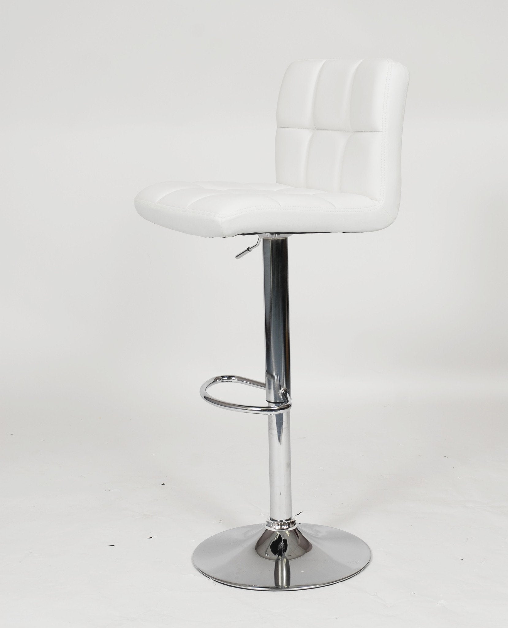 Premium PU Leather Modern Adjustable Hydraulic Swivel Bar Stools - Set of 2, White - Perfect for Kitchen Islands, Home Bars & Contemporary Dining Spaces