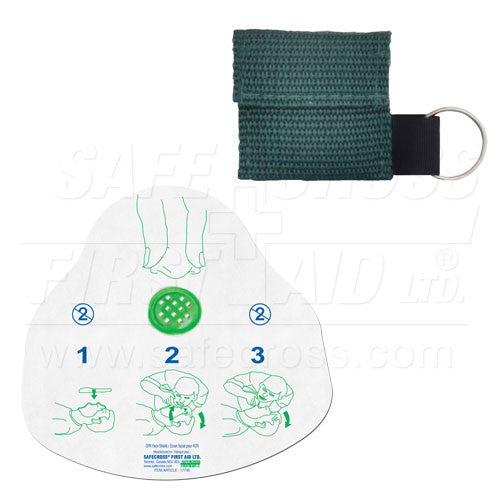 CPR Face Shield in Mini Pouch - Green | Disposable Emergency Face Protection for First Aid, Medical & Workplace Safety