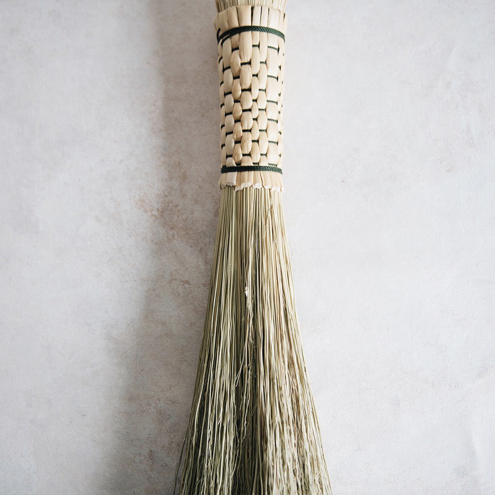 Premium Large Braided Hand Broom - Natural Broomcorn Bristles for Indoor/Outdoor Cleaning - Perfect for Hardwood Floors, Patios & Fireplace Ash Cleanup