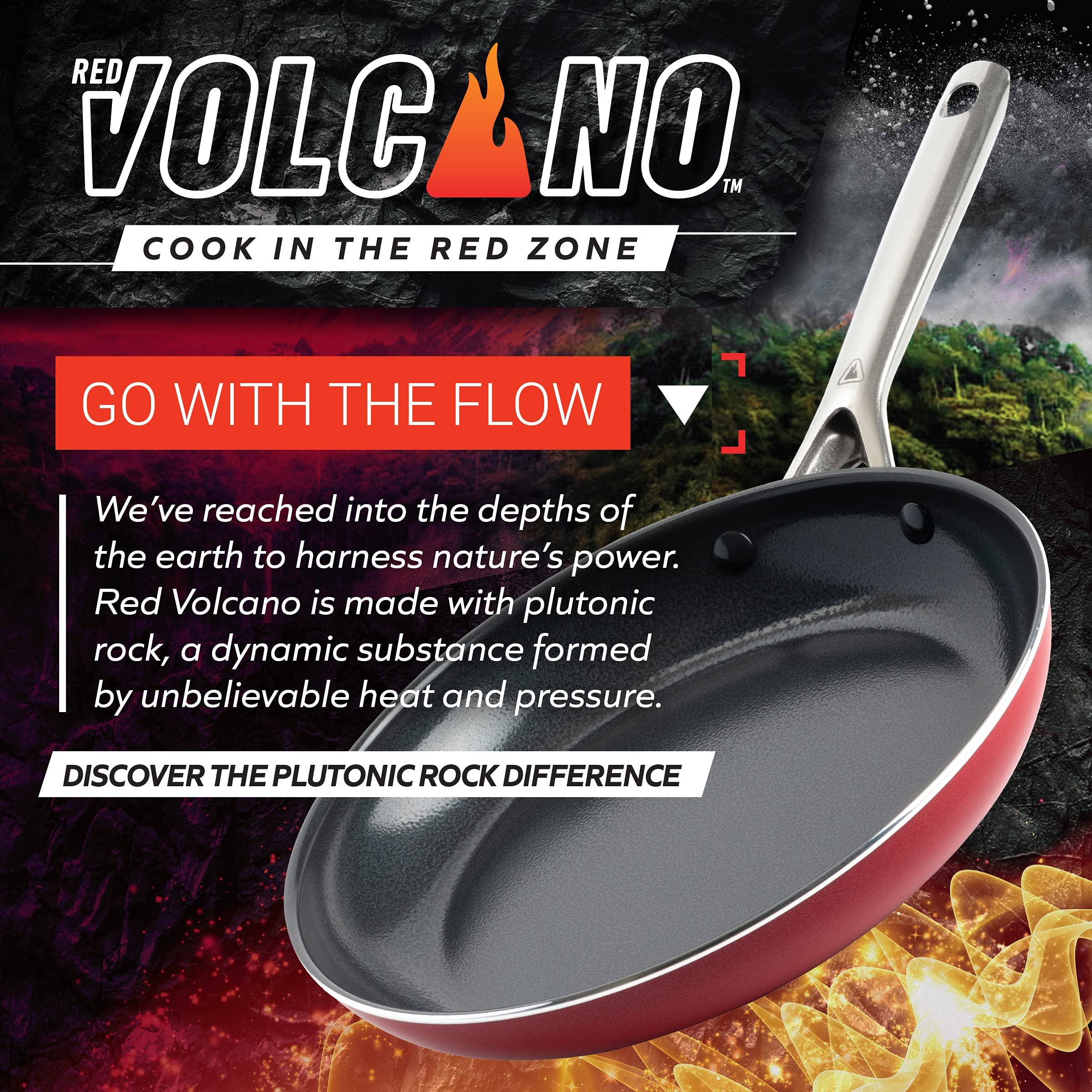 10-Piece Textured Ceramic Nonstick Cookware Set with Stainless Steel Handles - PFAS, PFOA & PTFE Free - Dishwasher & Oven Safe up to 600°F - Red - Perfect for Frying, Sautéing, Baking & Everyday Cooking