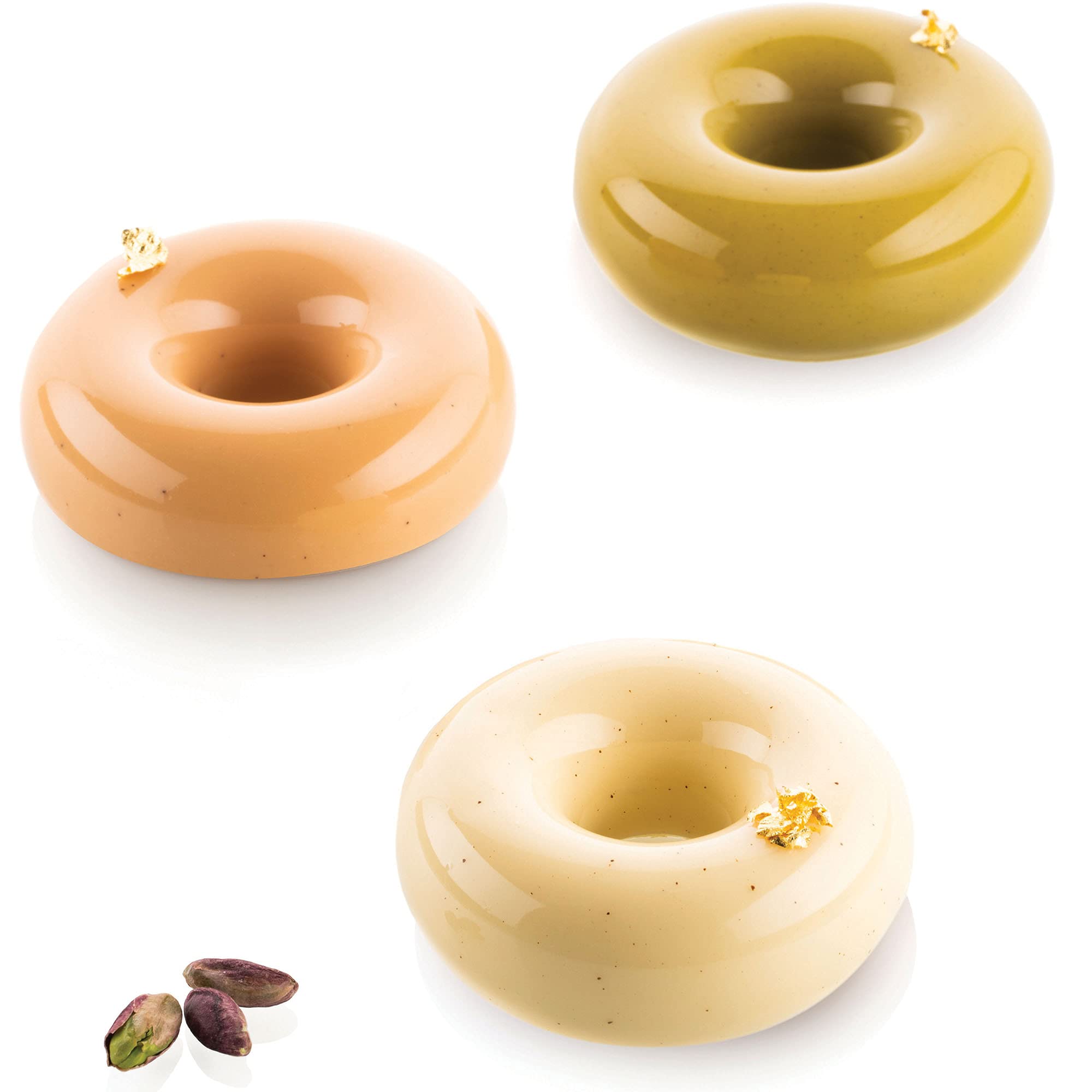 Silikomart Professional Donuts Gourmand 80 Silicone Molds - Set of 6 Donut Baking Molds (72mm Diameter) for Home Bakers & Pastry Chefs - Perfect for Cupcakes, Cake Pops & Dessert Making