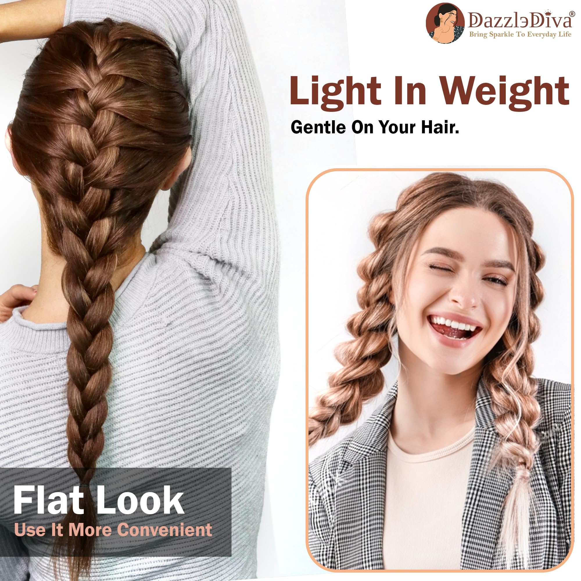 DazzleDiva Hair Braider Tool - Professional Hair Weave & Twist Braid Roller Maker for Women & Girls - 2 Pack Black Hair Styling Accessories | Perfect for Salon, Home Use & Travel Styling