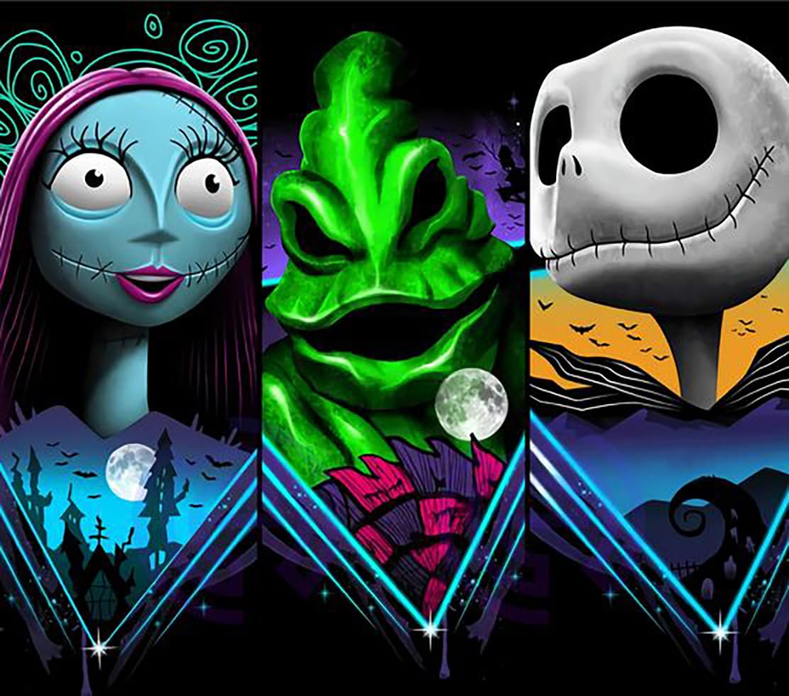 5D Full Drill Jack and Sally Diamond Painting Kit for Adults - Halloween DIY Nightmare Before Christmas Gem Art with Rhinestones | Home Decor, Wall Art, Gift for Beginners & Craft Lovers
