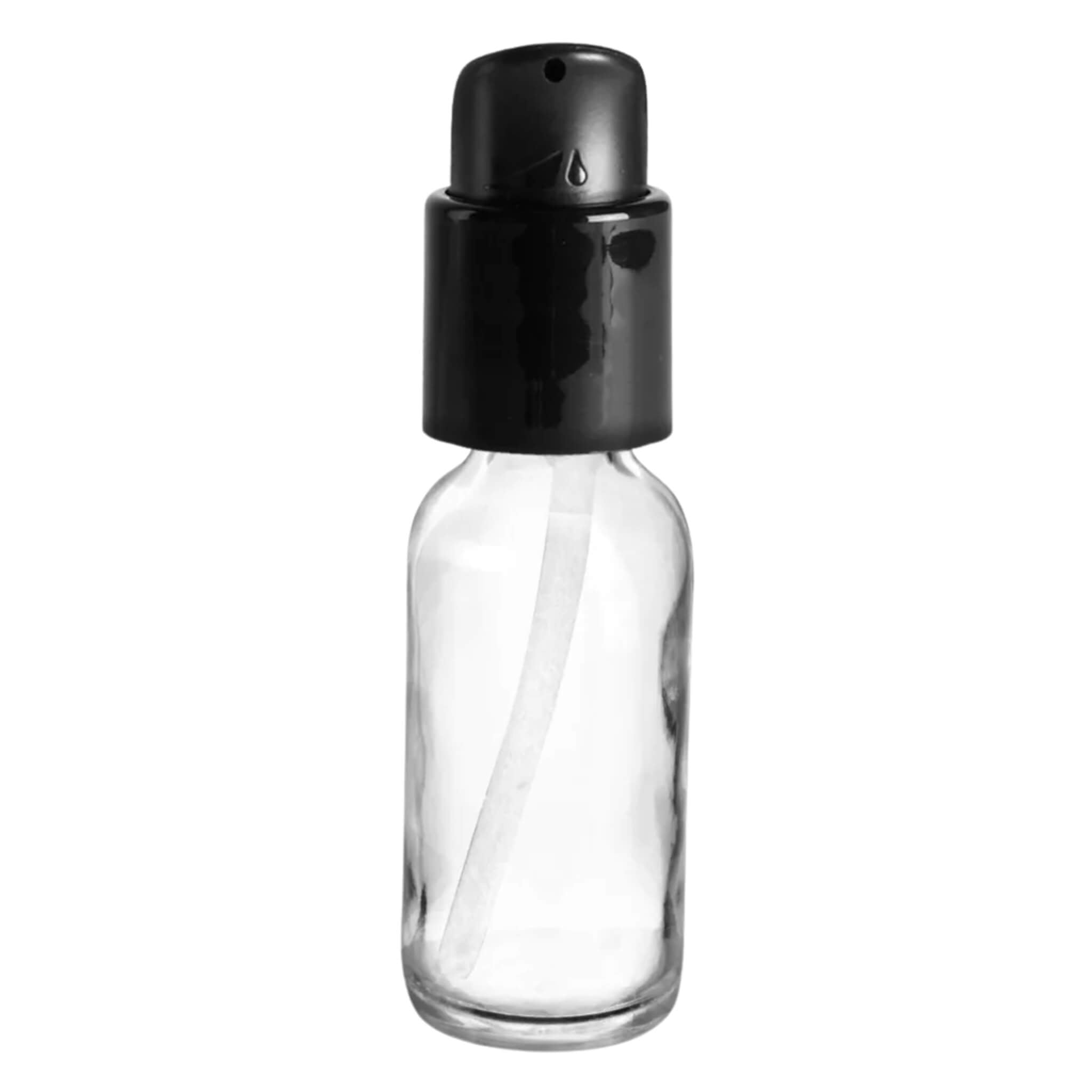 Premium Clear Glass Bottle with Black Treatment Pump - Ideal for Essential Oils, Serums & Skincare Products | Refillable & Leak-Proof Design for Home & Salon Use