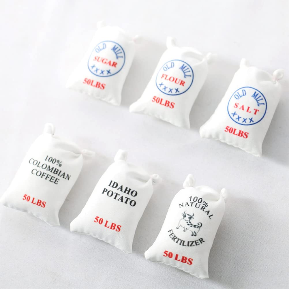 LUOZZY 12Pcs Miniature Flour Bags - 1:12 Scale Dollhouse Kitchen Accessories, Sugar & Salt Bags for Baking & Cooking Scenes - Perfect for Dollhouse, Diorama & Model Train Displays