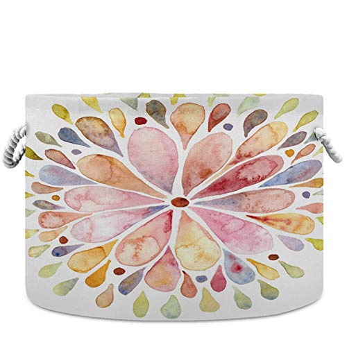 Visesunny Retro Flower Canvas Storage Basket - Waterproof Nursery Hamper, Toy Organizer Bin for Kids Room, Playroom, Shelves - Perfect for Laundry, Toys & Gift Storage (Home Organization, Baby Nursery Decor)