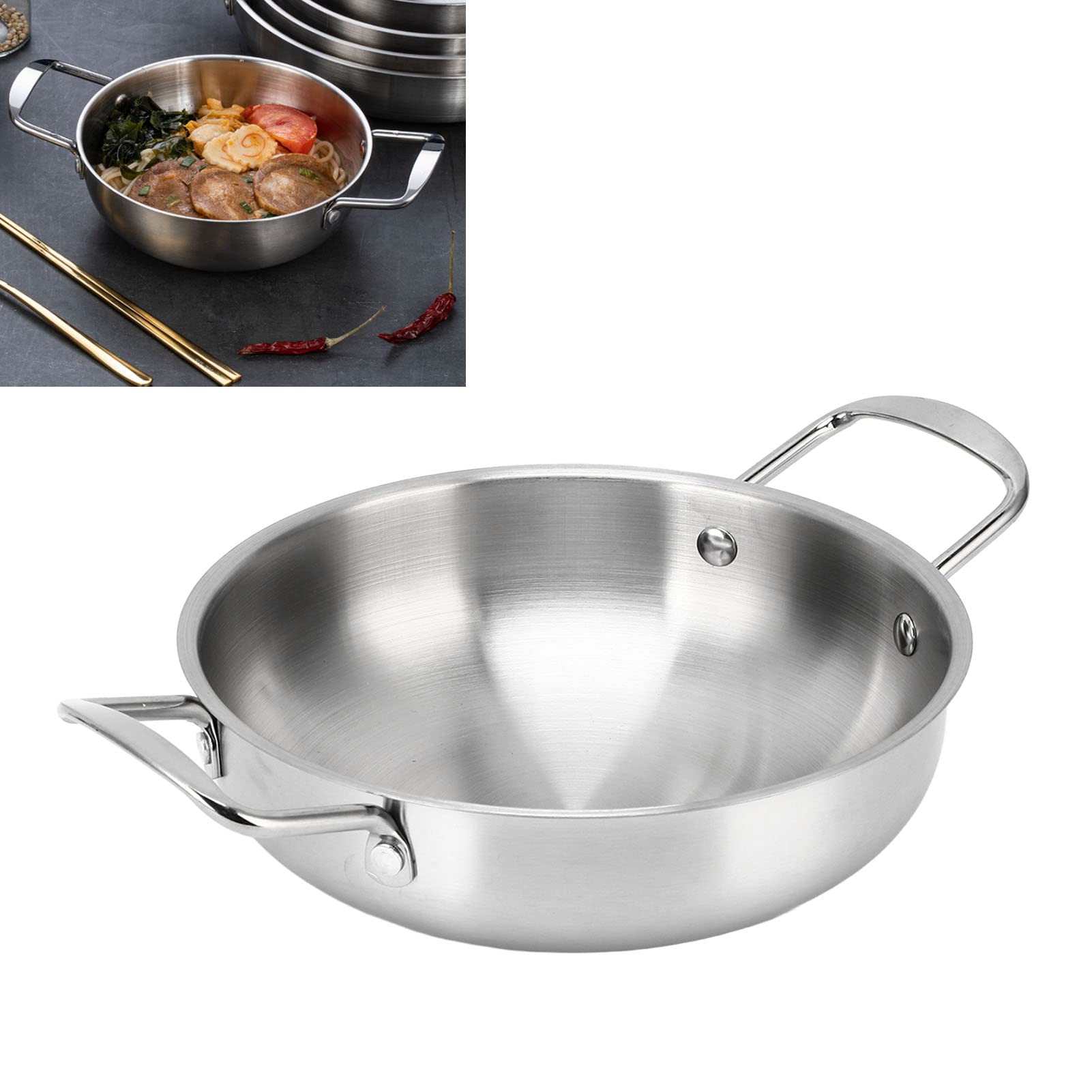 Buachois 26cm Stainless Steel Ramen Pot - Korean Style Even Heat Noodle Cooking Pot for Soup, Seafood & Instant Ramen | Perfect for Home Cooking, Camping & Dorm Use