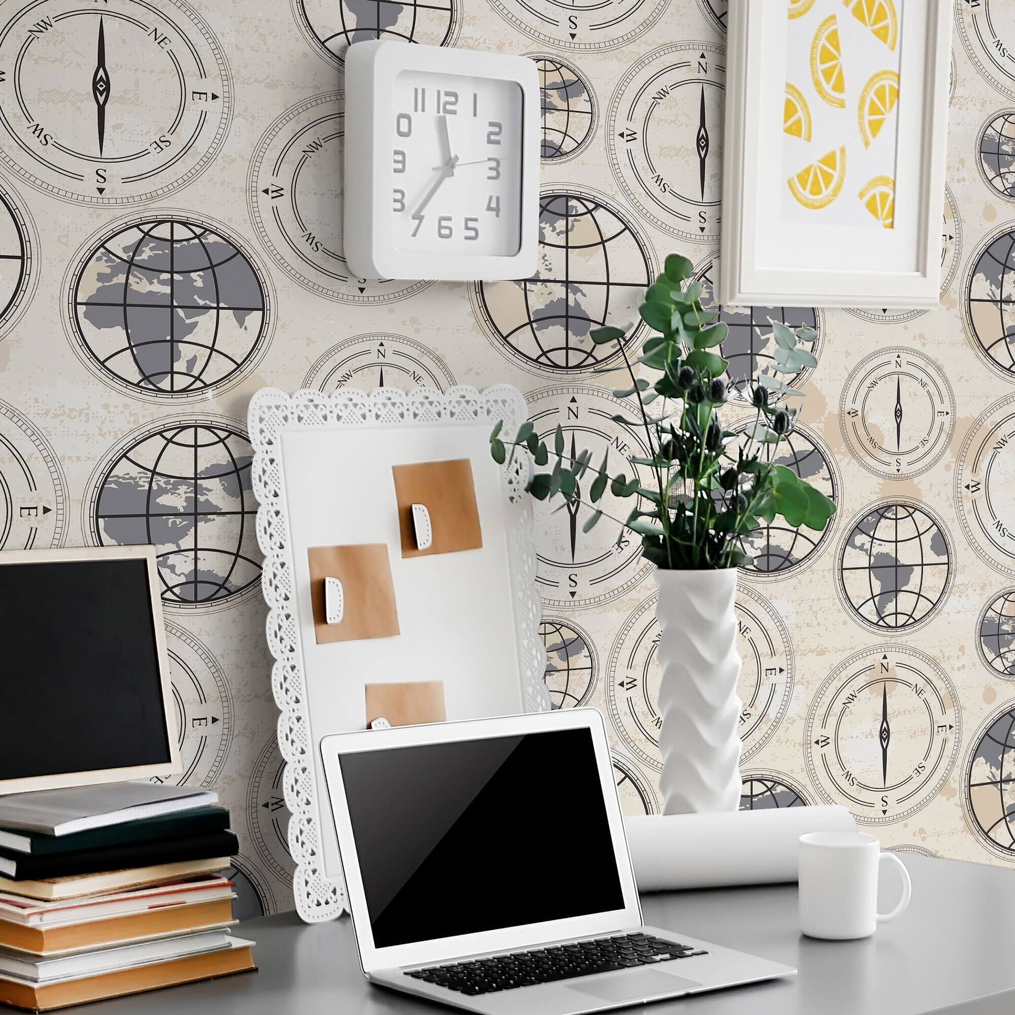 Grey and Beige Peel & Stick Removable Wallpaper - Self-Adhesive Decorative Wall Covering for Bedroom, Living Room, Office & Nursery - Easy to Install & Remove - Pattern 3503