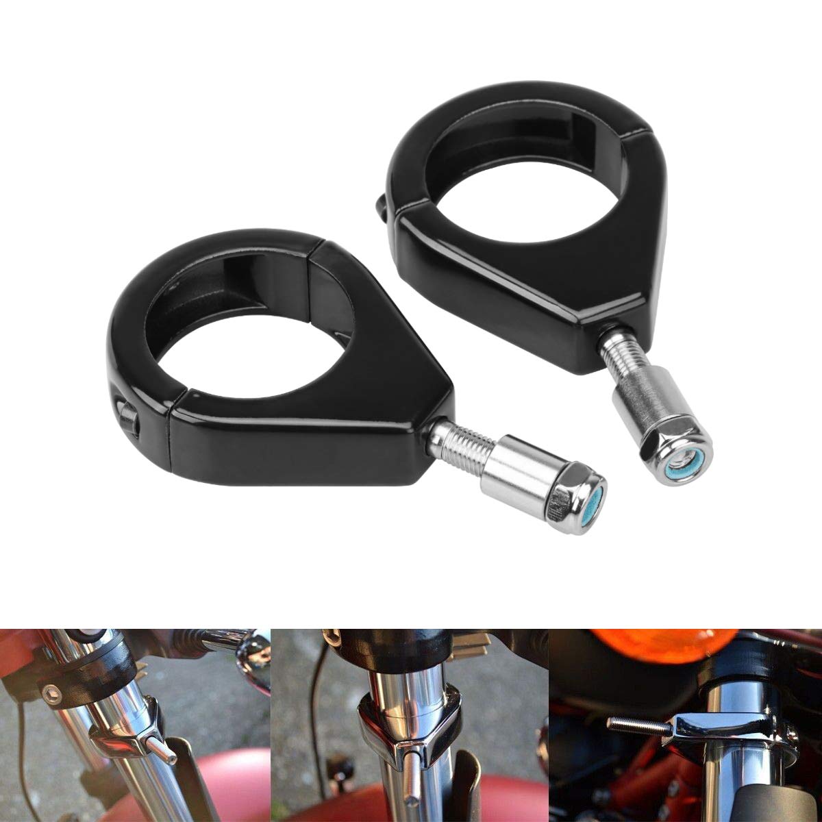 Harley Softail Dyna Fork Turn Signal Mount - Black 41mm for FXDWG & Super Wide Glide - Easy Installation