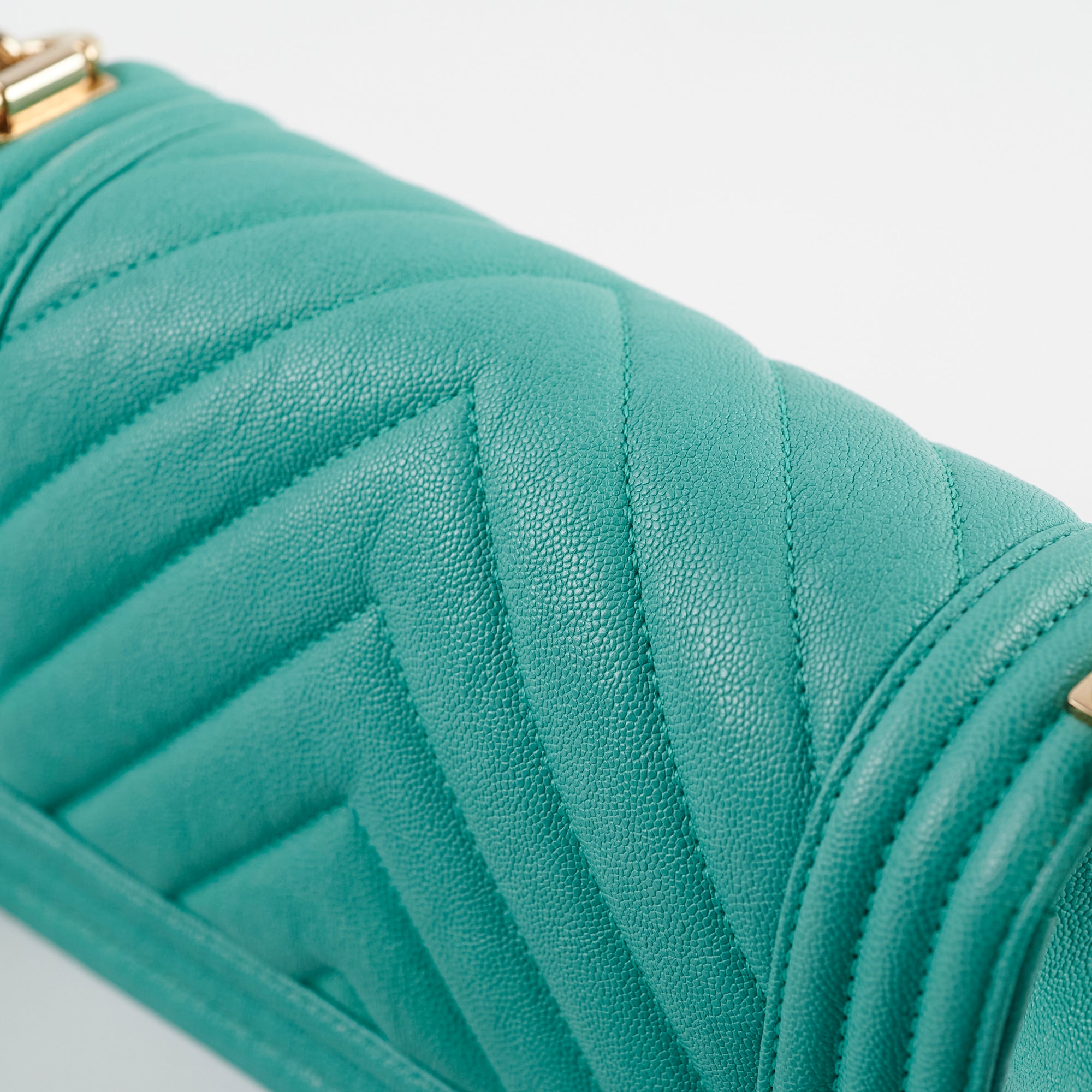 Chanel Chevron Caviar Leather Small Boy Bag in Turquoise - Luxury Crossbody Purse for Women, Perfect for Parties & Evening Events
