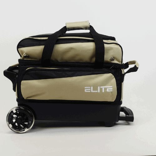 ELITE Deluxe Double Roller Bowling Bag - Sand & Black - Perfect for League Play, Tournaments & Travel