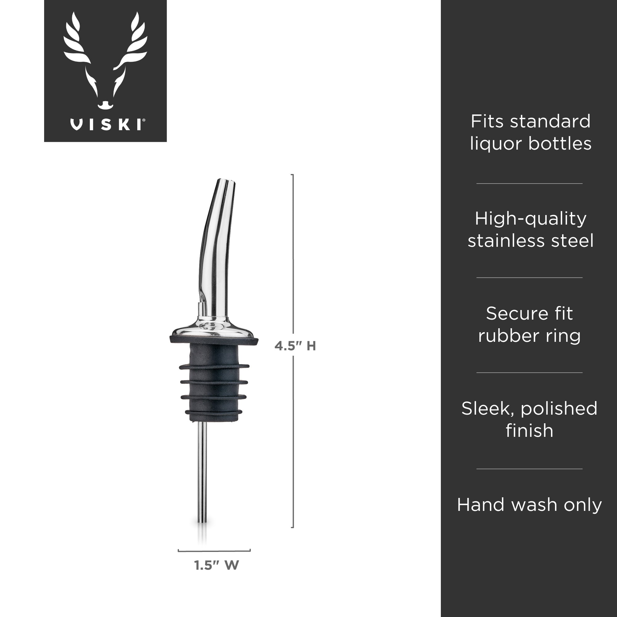 Premium Harrison Liquor Pourer - Stainless Steel Bartender Pour Spout with Drip-Free Design for Whiskey, Vodka & Wine Bottles - Perfect for Home Bars, Restaurants & Cocktail Parties