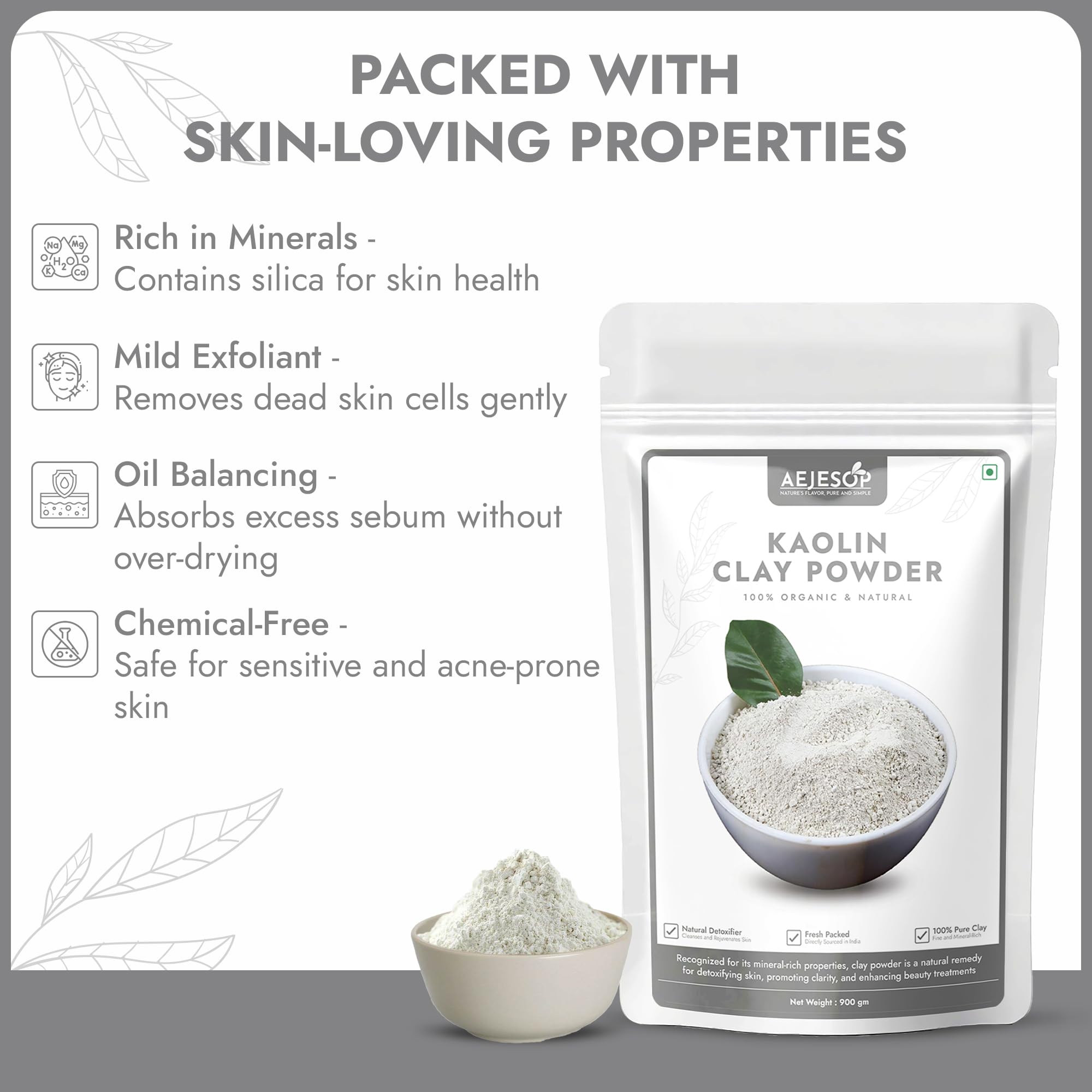 Premium Kaolin Clay Powder for Skin & Hair - 31.7 oz (900g) Natural White Cosmetic Clay for Face Masks, DIY Soap Making & Detox Treatments - Ideal for Spa, Beauty & Craft Projects