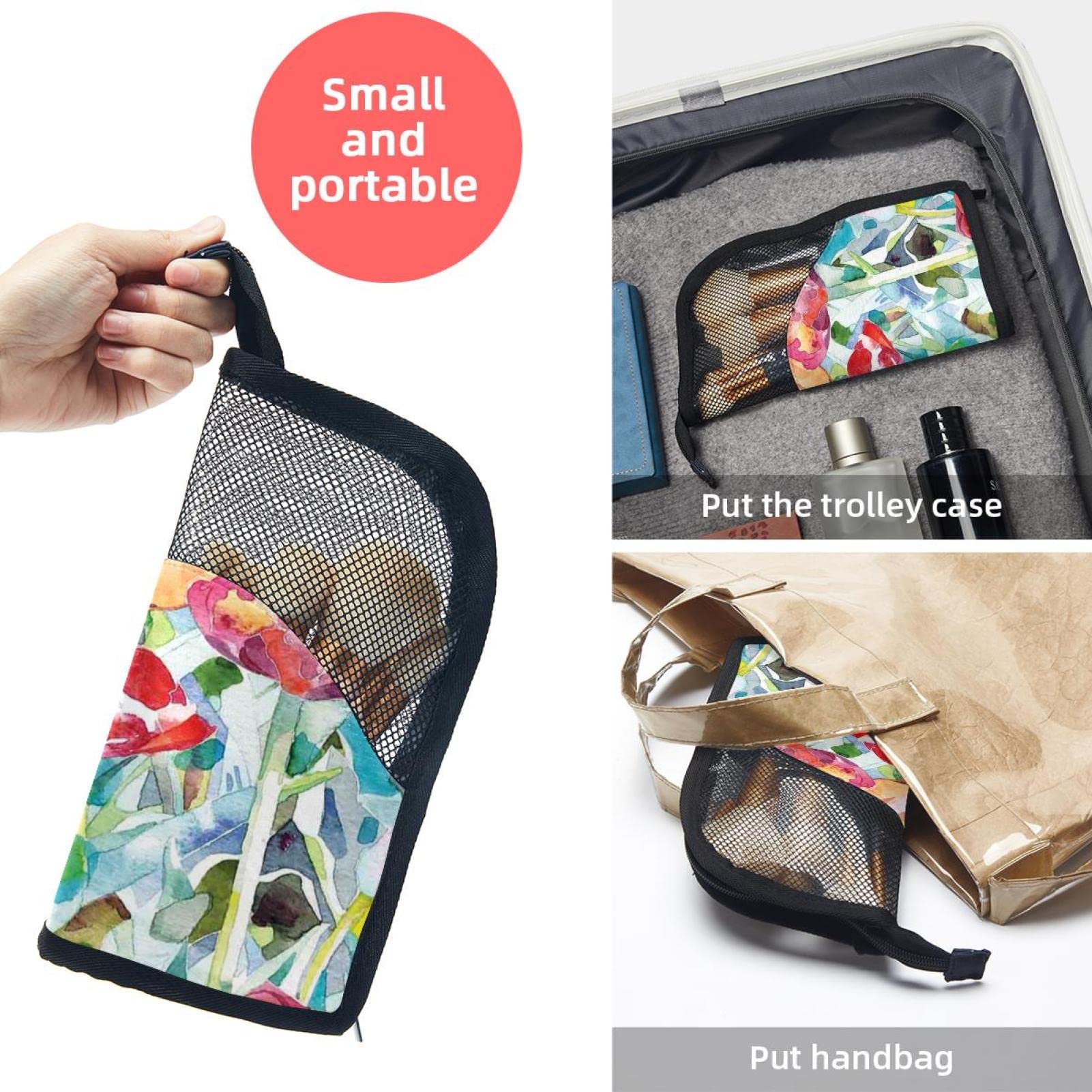 12-Piece Makeup Brush Organizer Bag with Floral Design - Portable Cosmetic Brush Holder Case for Travel, Home & Professional Makeup Artists