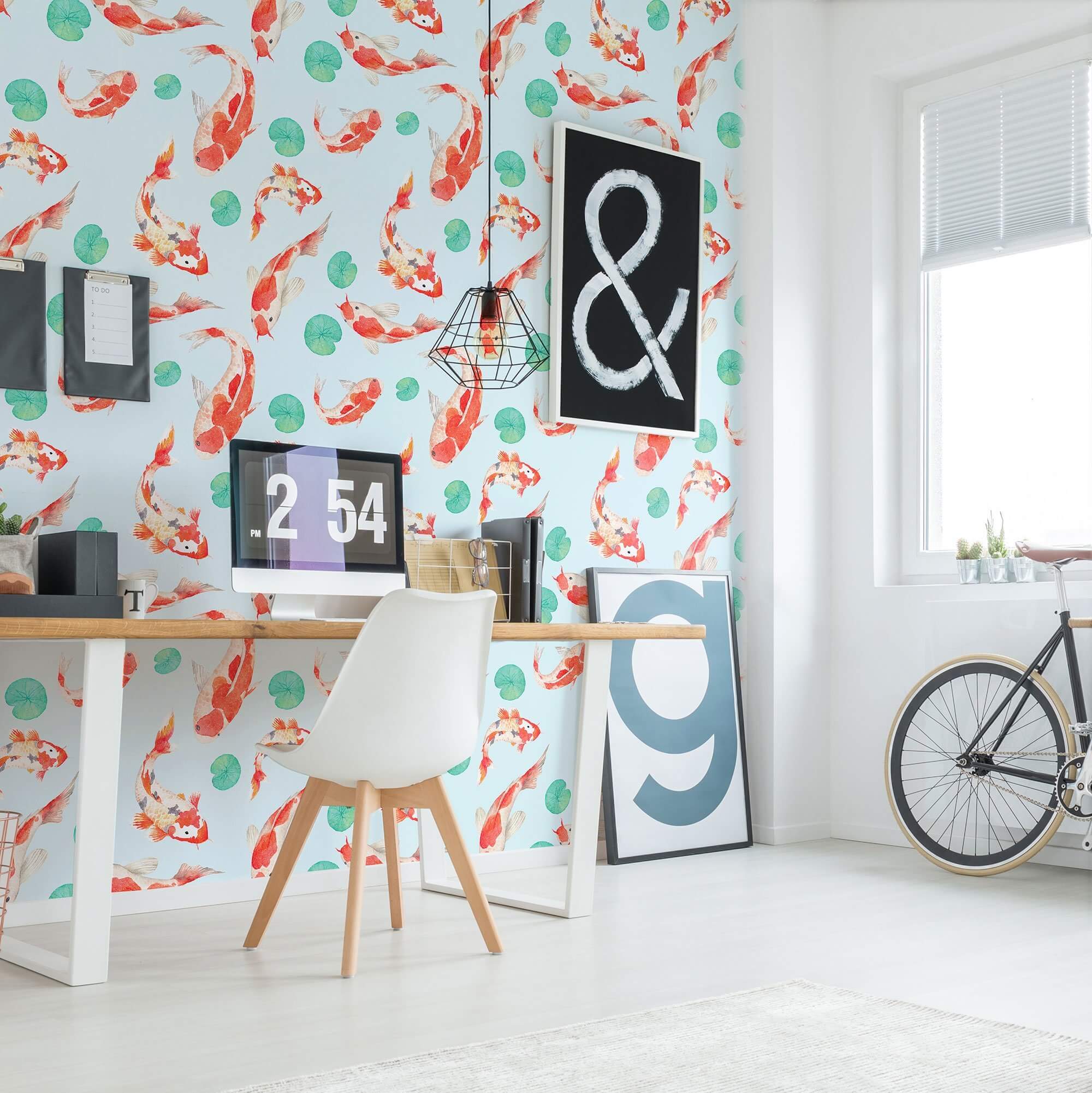 Pink and Orange Botanical Animal Peel and Stick Removable Wallpaper 8771 - Self-Adhesive Wall Decor for Nursery, Kids Room, Dorm & Home Office