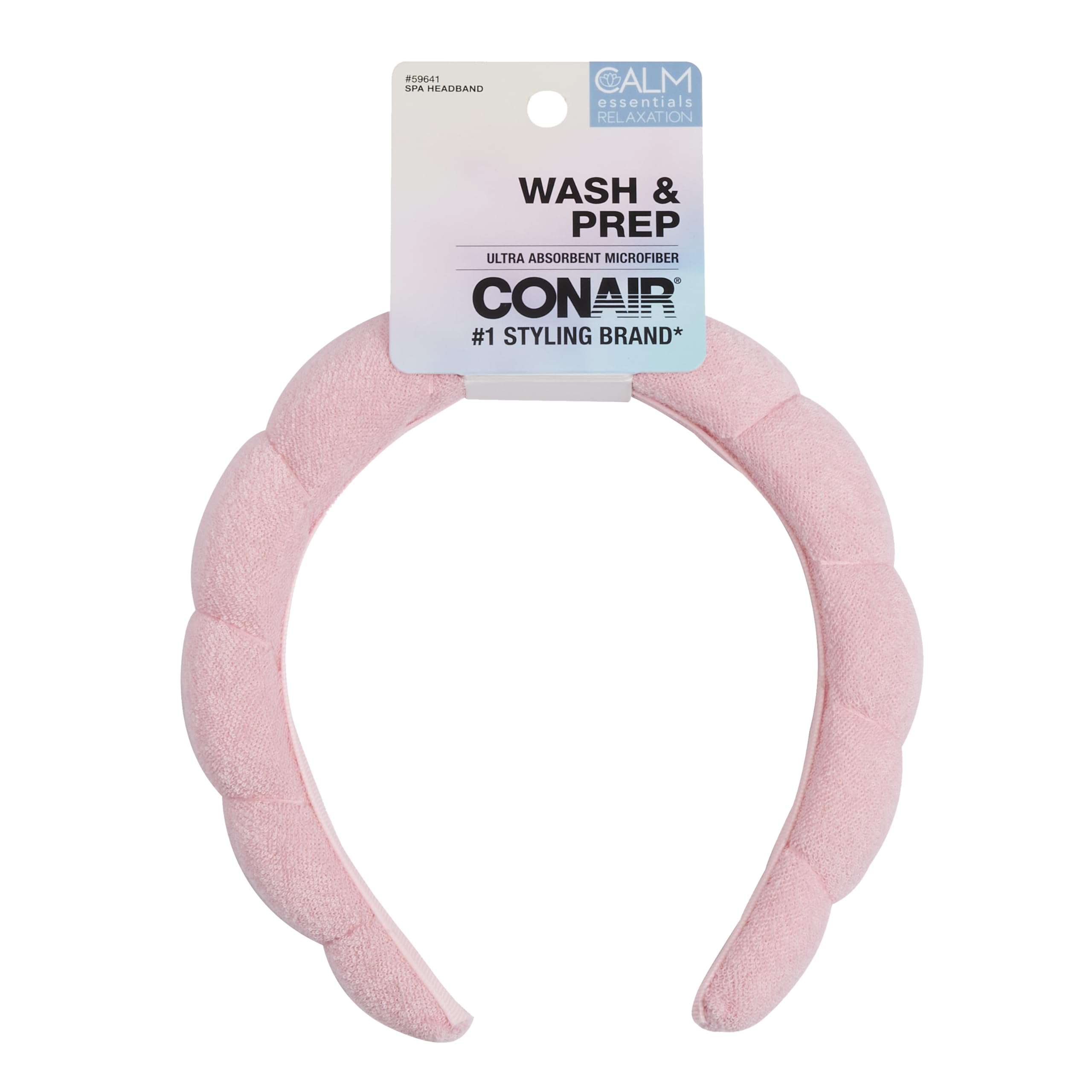 Conair Spa Makeup & Face Washing Headband - Soft Bubble Design Head Wrap for Skincare & Beauty Routine - Pink (Perfect for Facials, Washing Face & Applying Makeup)
