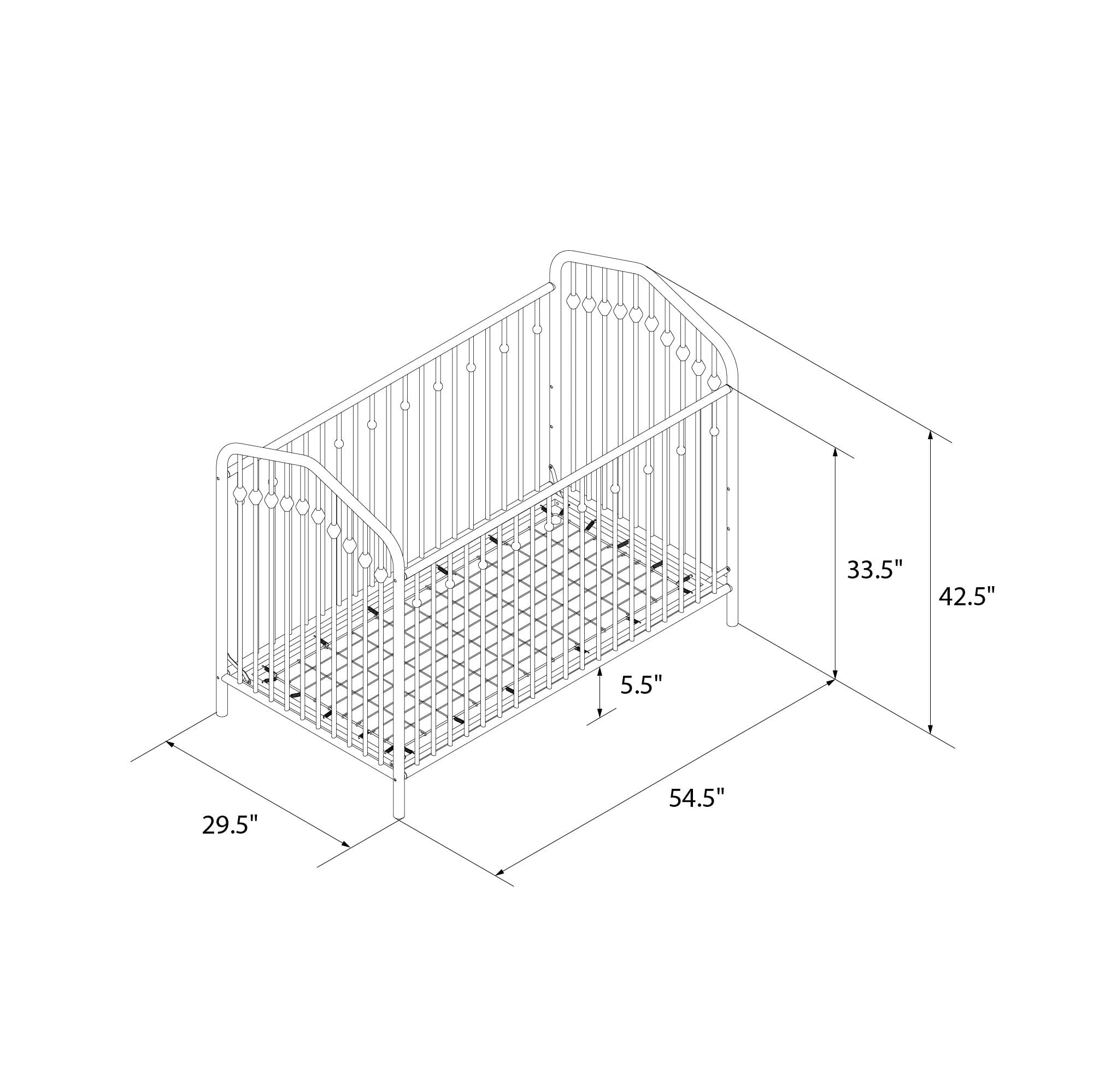 Novogratz Bushwick Metal Baby Crib with 3-Level Adjustable Mattress Height in Sage Green - Modern Nursery Essential for Newborns & Toddlers
