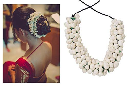 DEXO White Jasmine Flower Hair Accessories - Elegant Mogra Gajra Hair Clip for Women & Girls (Pack of 1) | Perfect for Weddings, Parties & Special Occasions