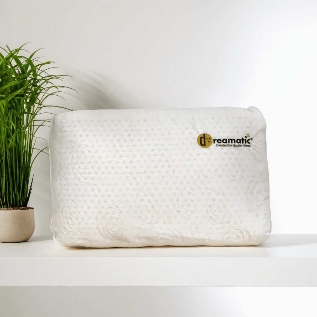 Dreamatic™ 100% Natural Latex Pillow for Side Sleepers - Hypoallergenic & Breathable Bed Pillow for Neck Pain Relief - Perfect for Back, Stomach & Side Sleepers - Ideal for Home, Hotel & Travel Use