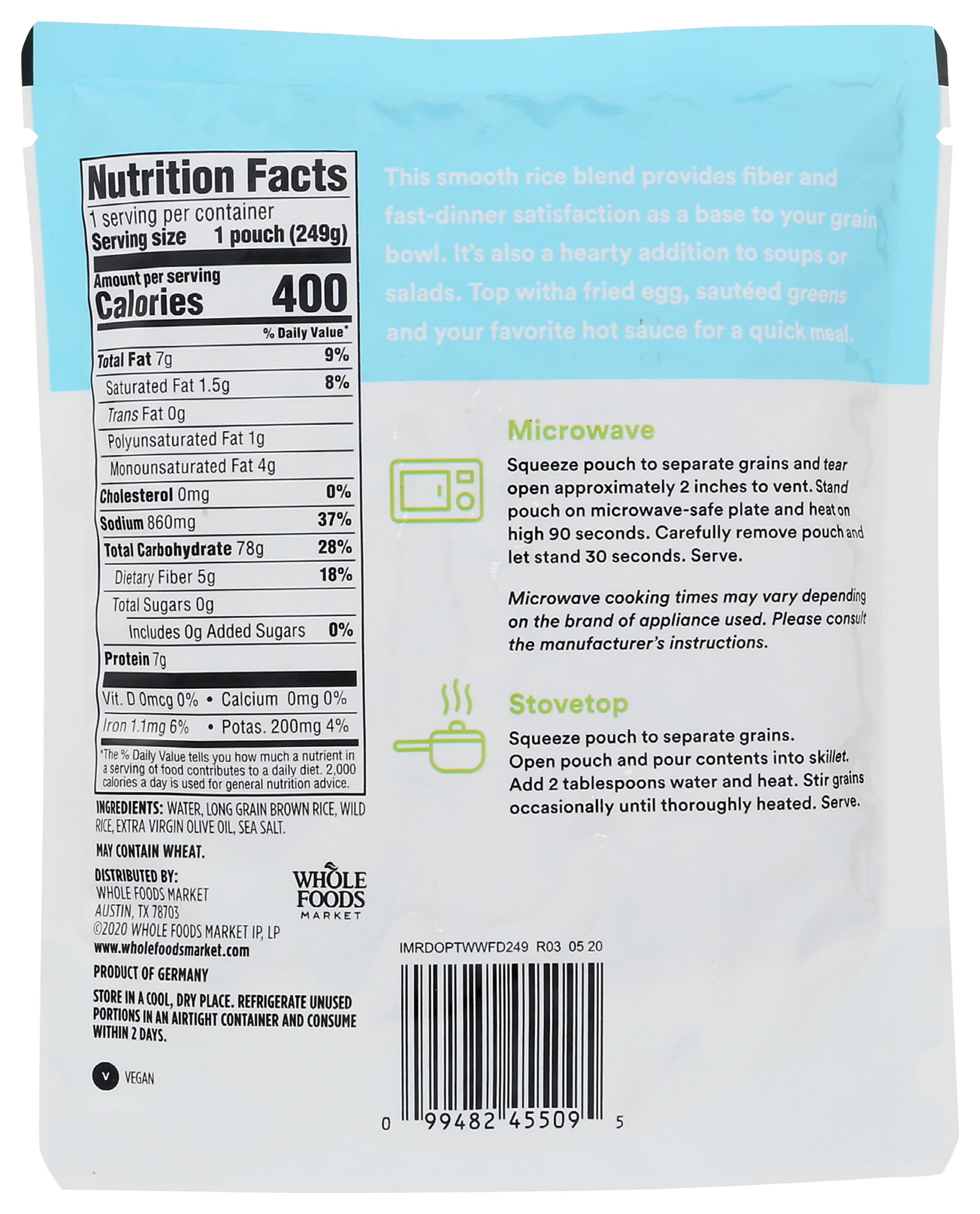 Organic Long Grain Brown & Wild Rice Blend by 365 by Whole Foods Market | 8.8 oz | Perfect for Healthy Meals, Meal Prep & Side Dishes