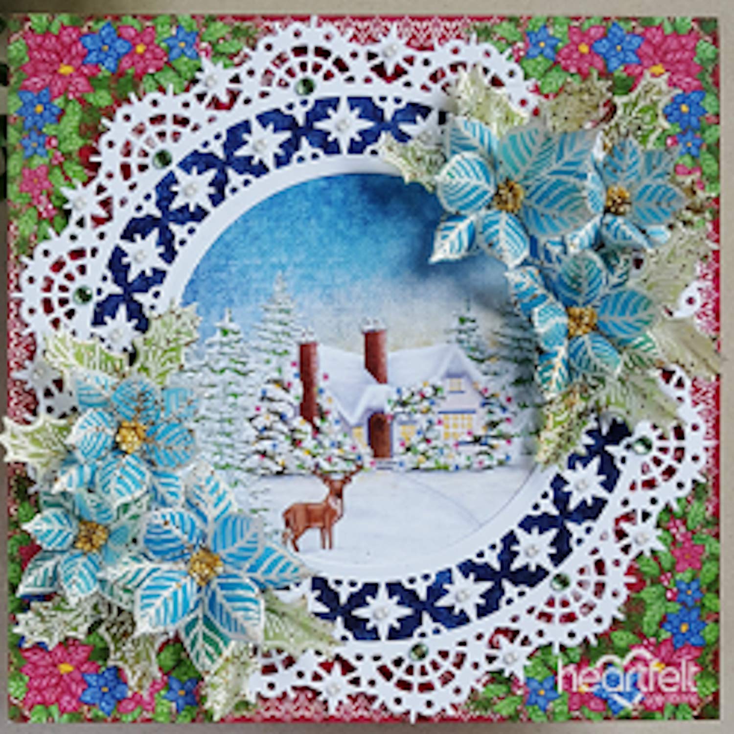 Heartfelt Creations Dies & Stamps Bundle - Candlelit Poinsettia (HCD17250+HCPC3882) for Card Making & Scrapbooking