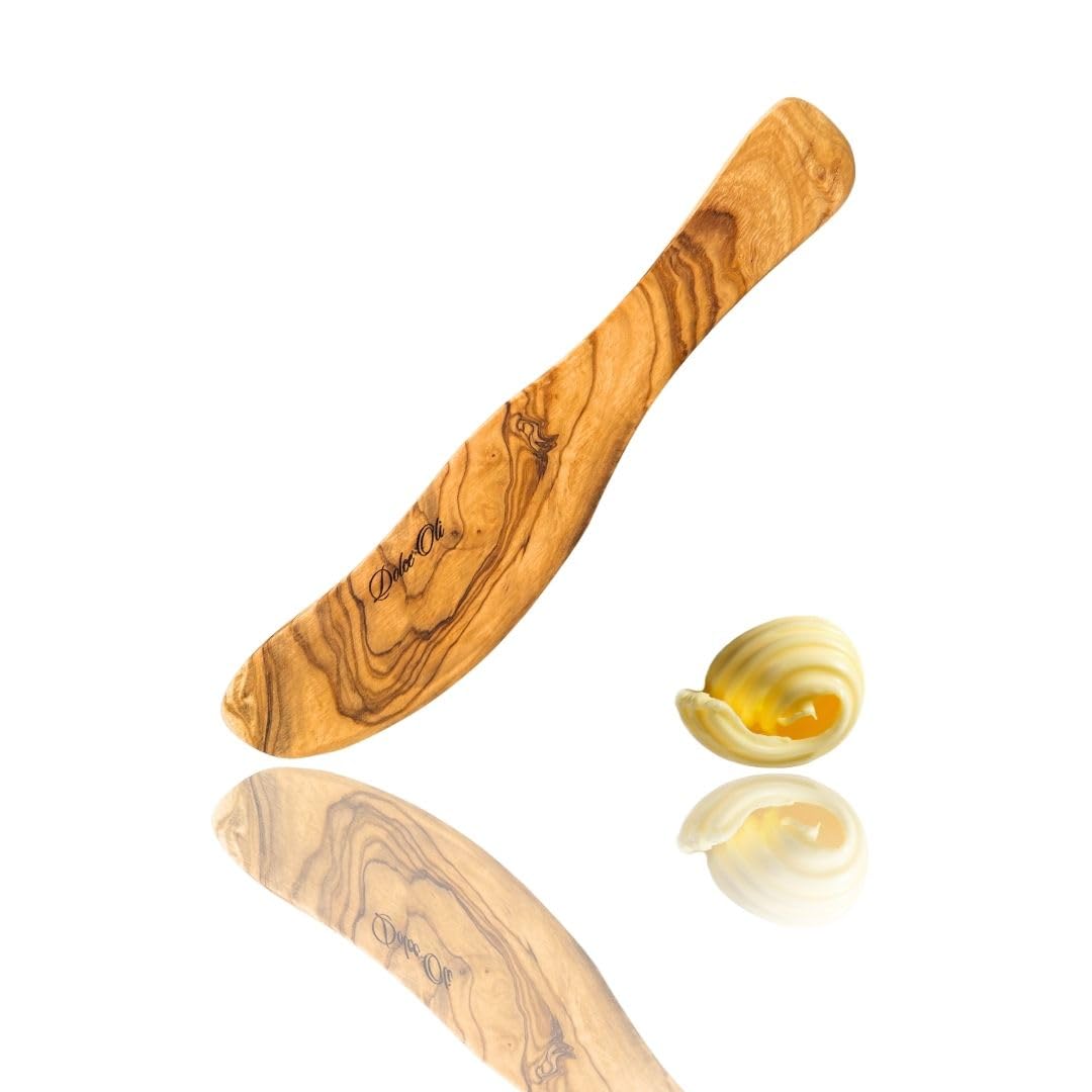 Handmade Olive Wood Butter Knife & Cheese Spreader - 100% Natural Mediterranean Olive Wood - Perfect for Charcuterie Boards, Cheese Platters & Gourmet Kitchen Accessories