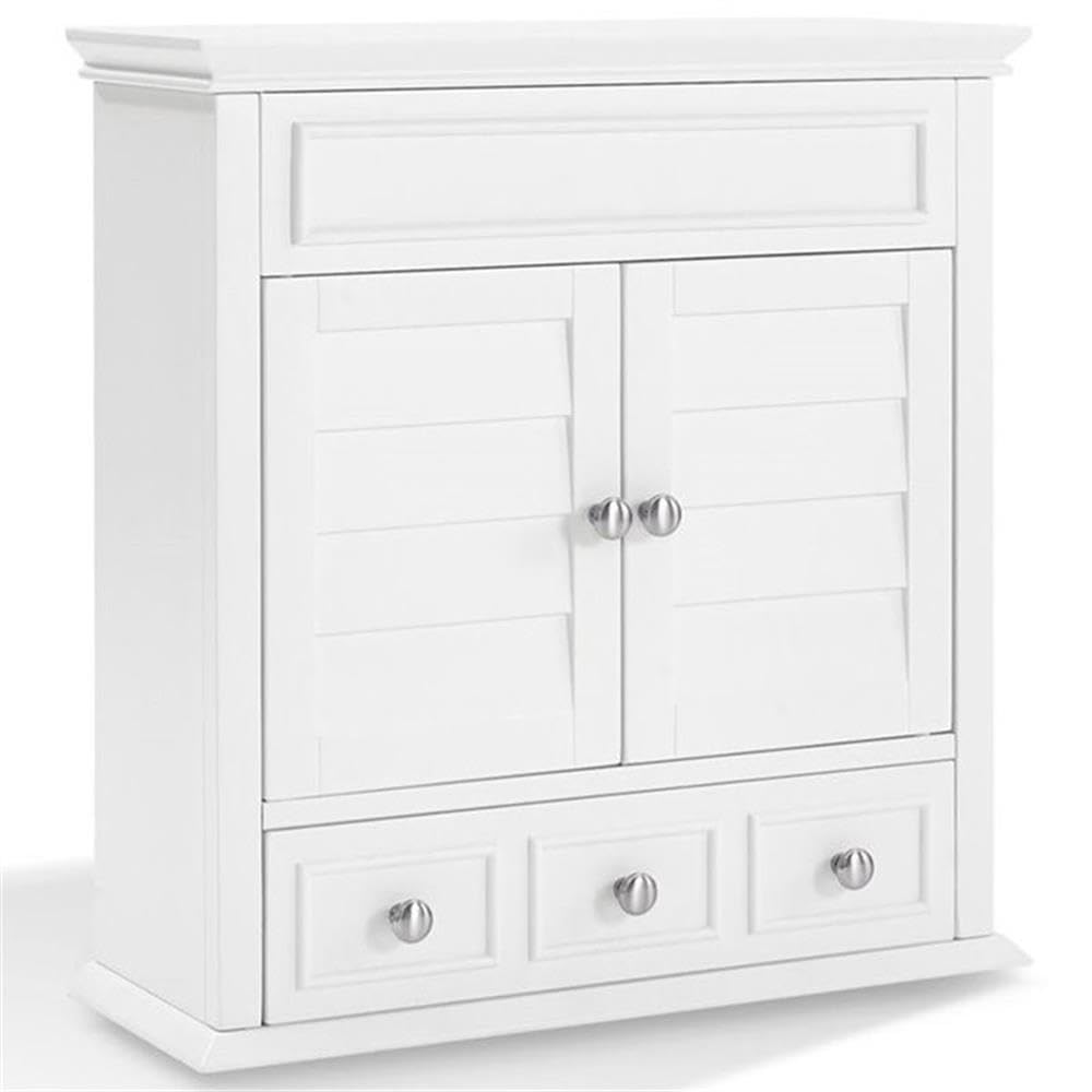 Pemberly Row White Medicine Cabinet - Wall Mounted Bathroom Mirror with Storage for Toiletries & Essentials | Perfect for Bathroom, Vanity, and Home Organization