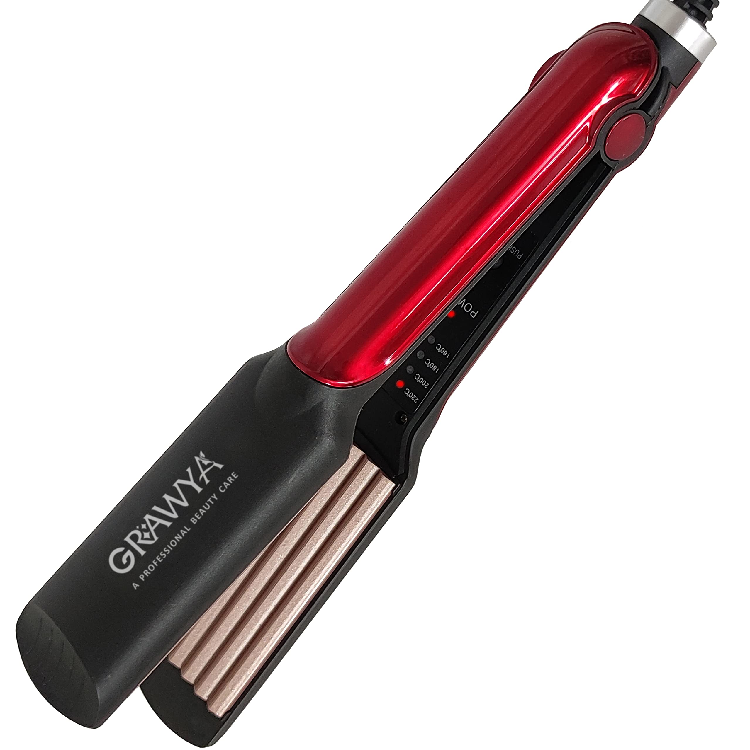 Grawya Professional Neo Tress Hair Crimper - Red Hair Crimping Iron for Wavy & Curly Styles - Perfect for Salons, Home Use & Styling Parties