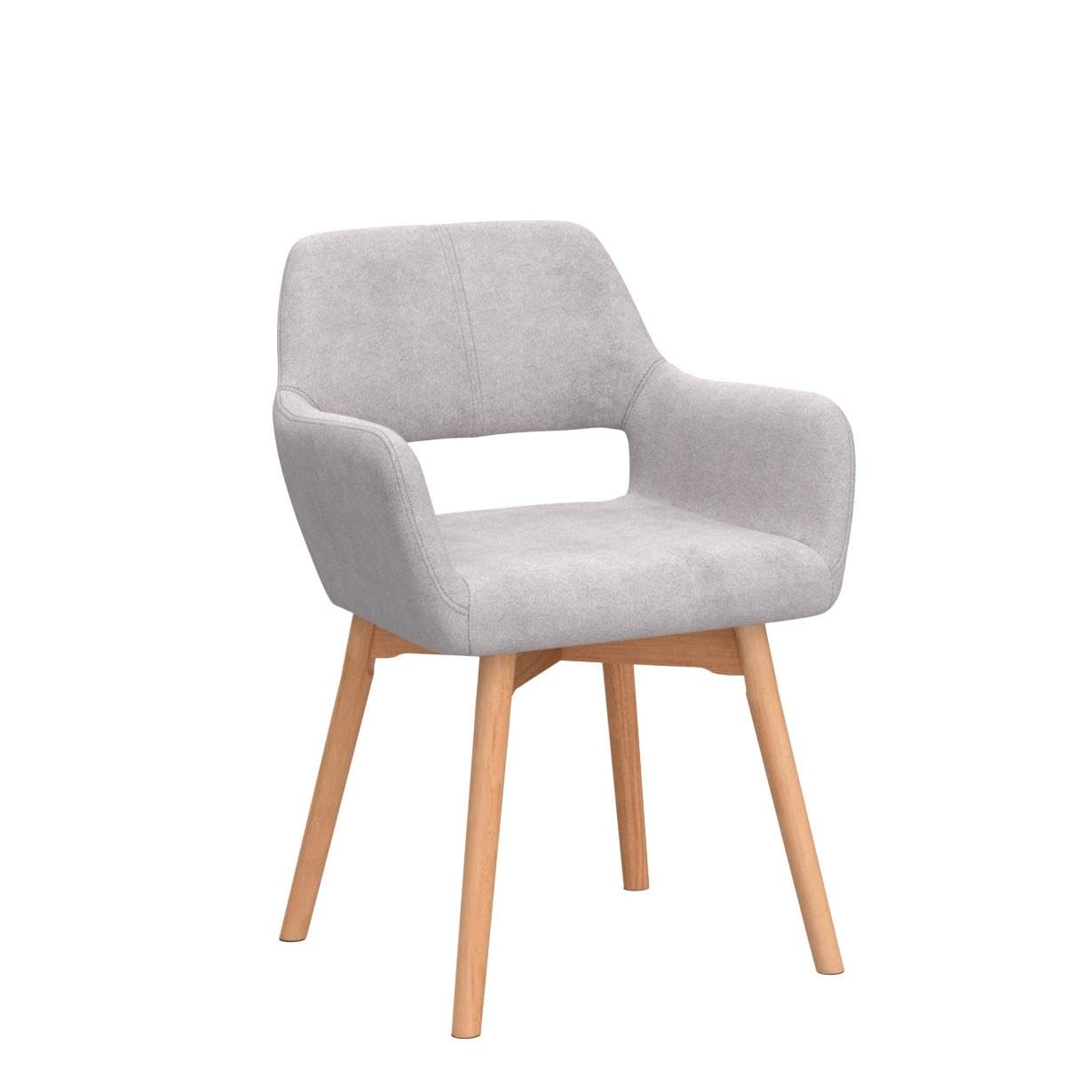 Modern Dining Chairs Set of 2 - Solid Wood Legs, Gray Kitchen & Living Room Armchairs for Home, Restaurant, Office - Comfortable Guest Seating for Dining Room, Bedroom, and Lounge Areas
