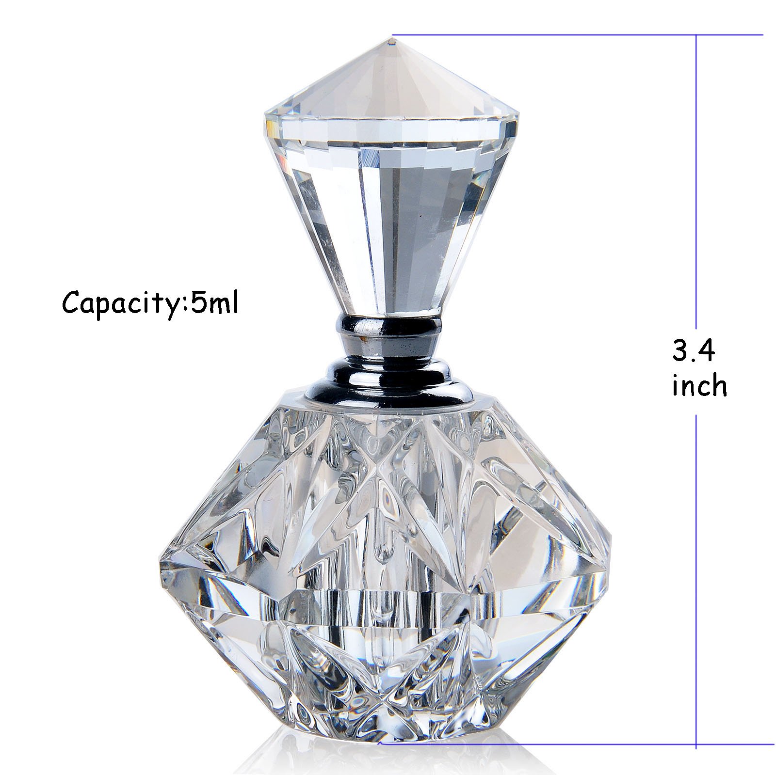 H&D HYALINE & DORA Clear Carved Crystal Refillable Perfume Bottle - Travel Size Mini Perfume Atomizer for Purse, Gift & Essential Oils - Perfect for Women's Handbag, Gym & On-the-Go Fragrance Refills