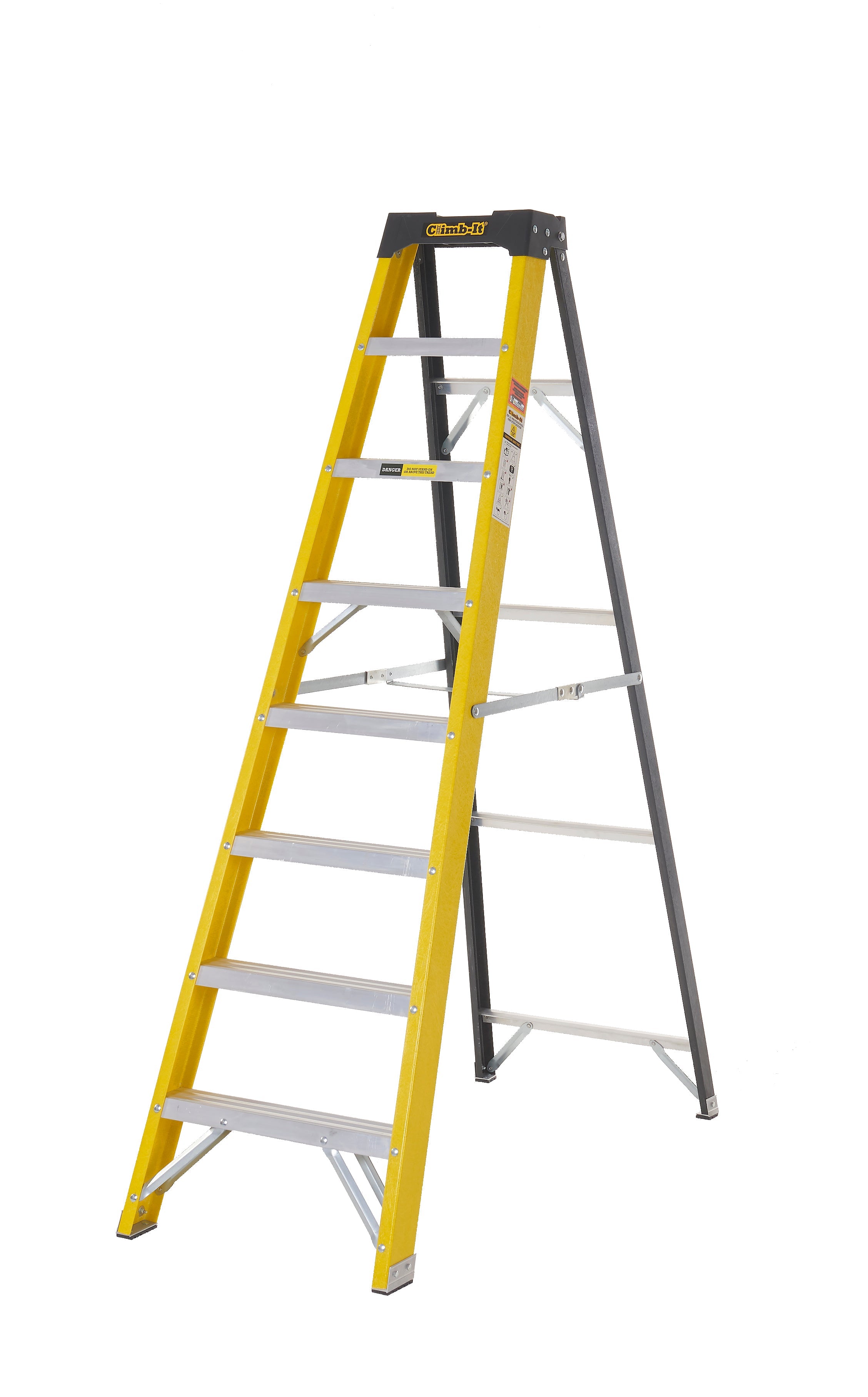 Climb It Fiberglass Swingback Stepladder - 300 lb Capacity, Non-Conductive, OSHA Compliant - Perfect for Home Improvement, Electricians & Warehouse Use