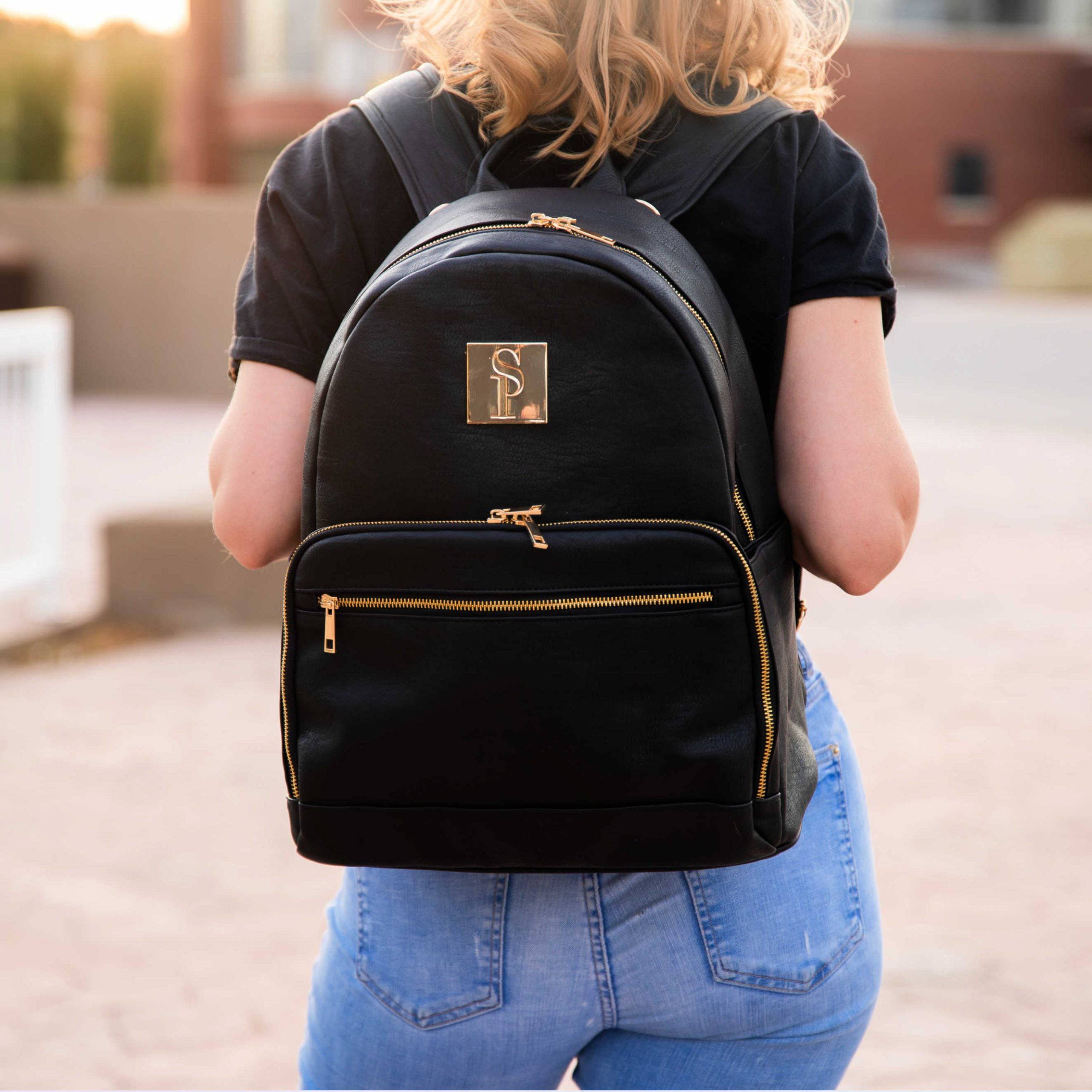 Premium Black Leather Backpack for Men & Women - Stylish Durable Laptop Carrier with USB Charging Port - Perfect for Travel, Work & School