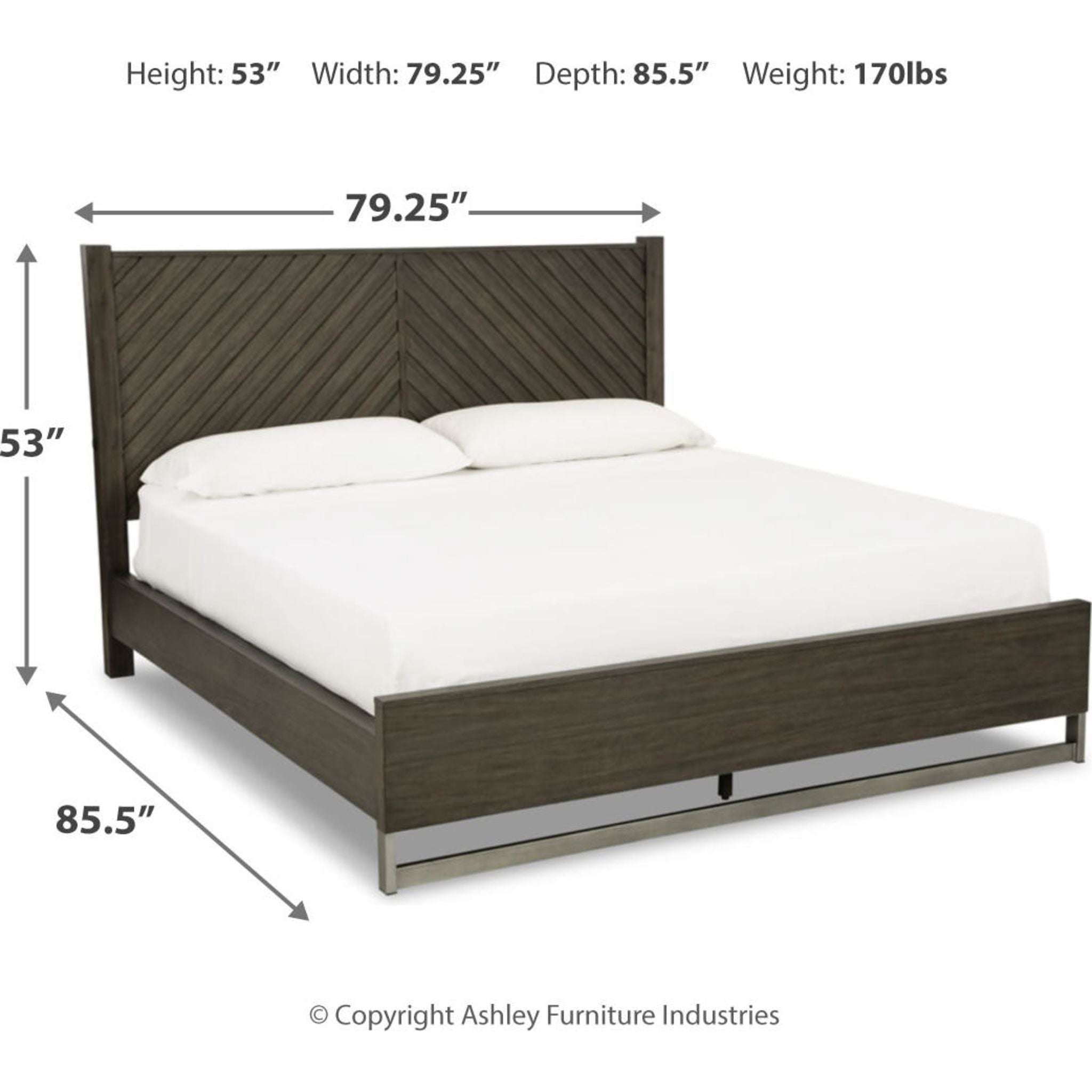 Arkenton King Panel Bed in Grayish Brown - Modern Bedroom Furniture for Master Suite & Guest Room