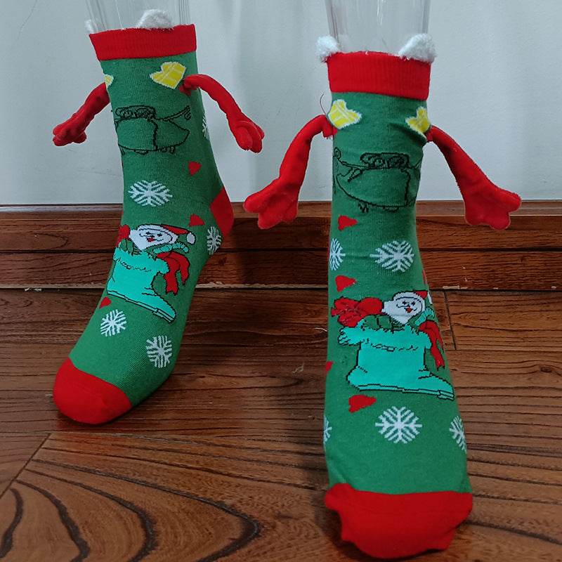 Cozy Christmas Socks for Hand Holding - Warm Holiday Couple Socks for Christmas Gifts, Stocking Stuffers & Romantic Winter Nights
